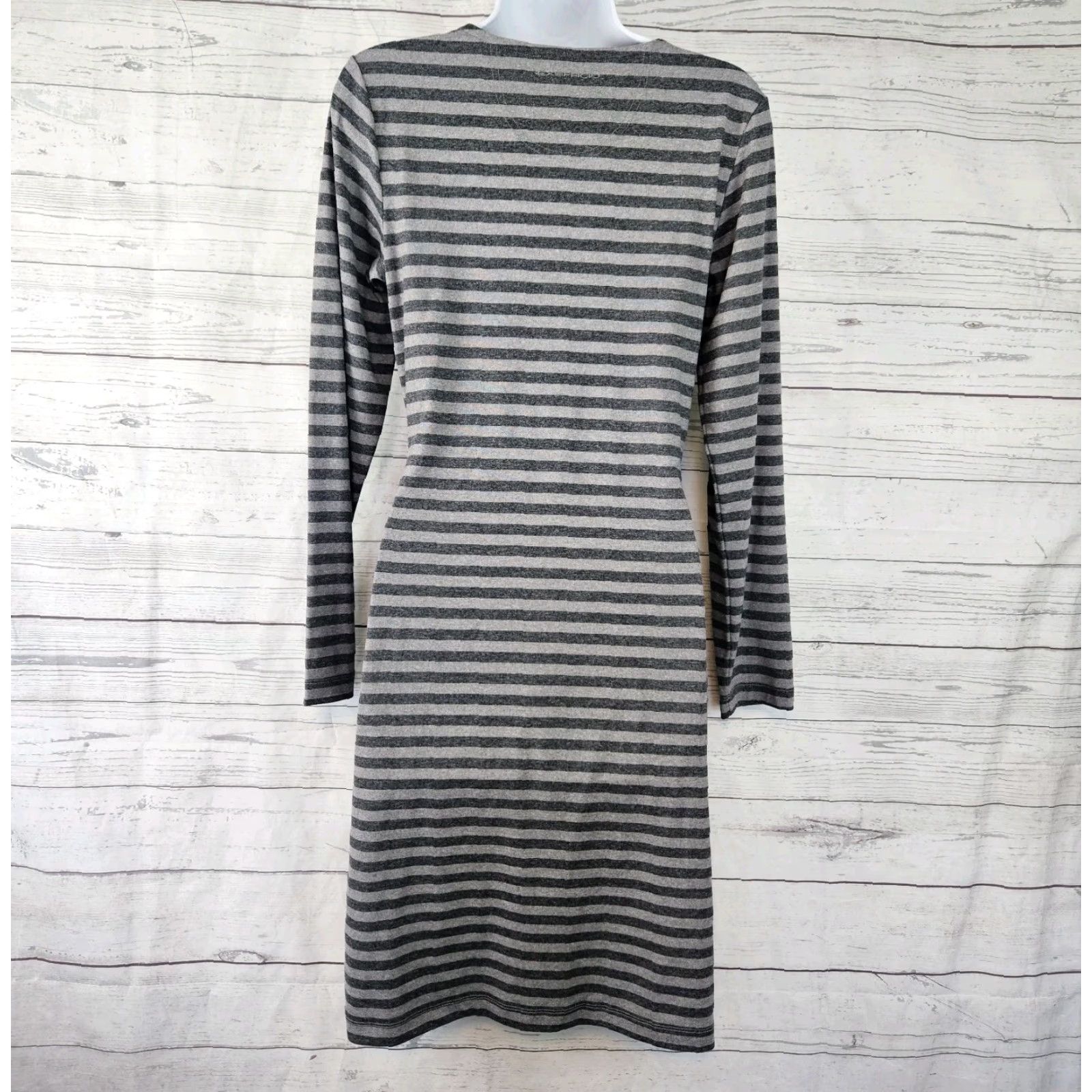 ExOfficio ExOfficio Womens Dress XS Gray Stripe Side Tie Long Sleeve Shirt Dress Womens XS Gray Stripe Side Tie Long Sleeve Size XS / US 0-2 / IT 36-38 - 3 Thumbnail