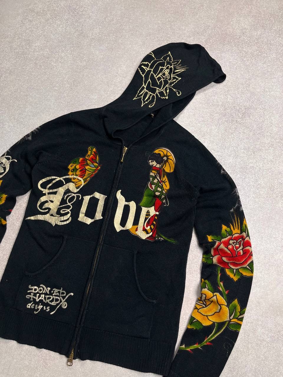 Ed Hardy Vintage Ed Hardy Alloverprint Knit Zip Hoodie Y2K XS Size XS / US 0-2 / IT 36-38 - 4 Thumbnail