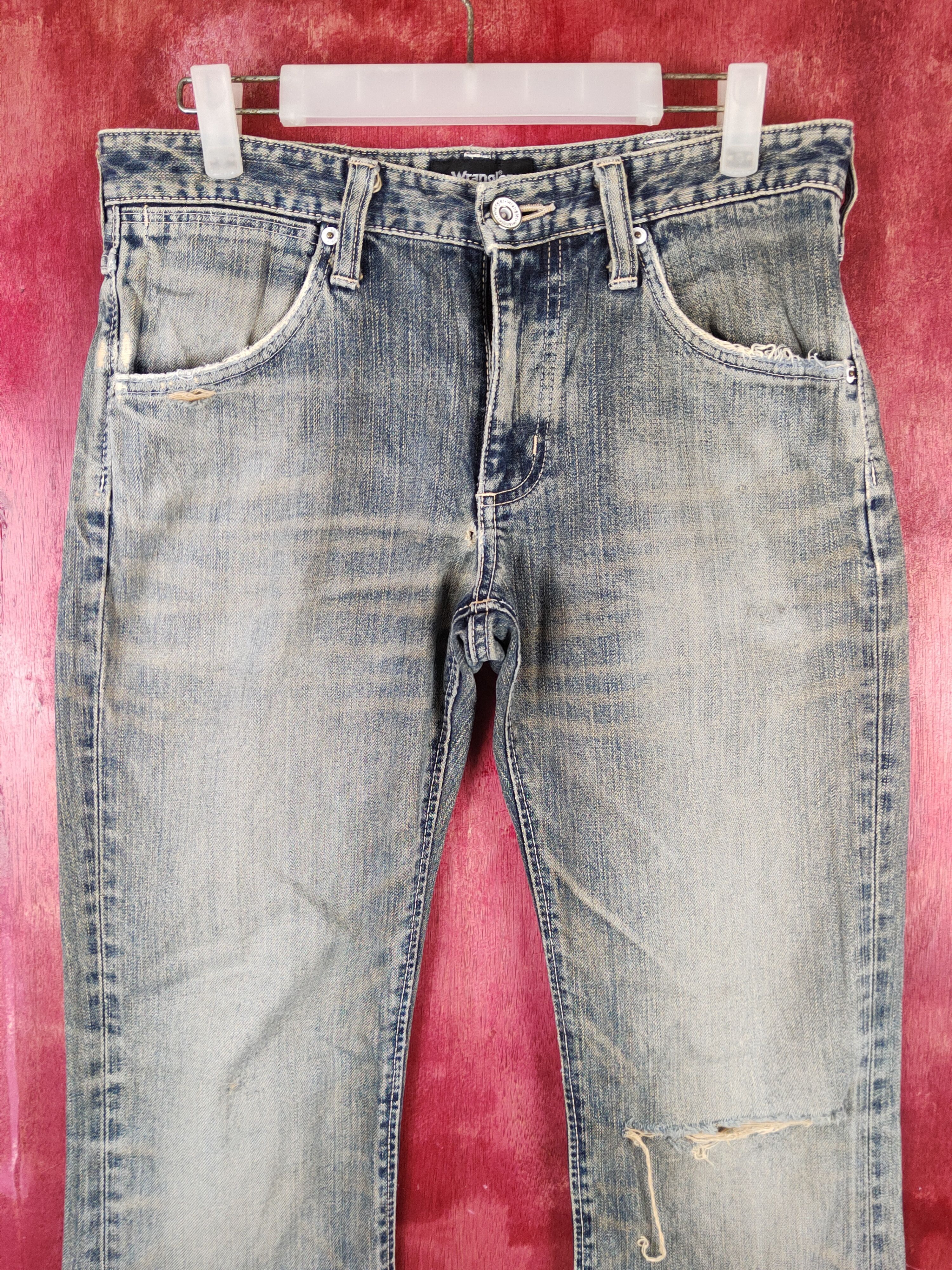 Japanese Brand Wrangler Dark Blue Faded Distressed Ripped Jeans #S1644 Size 30" / US 8 / IT 44 - 3 Thumbnail