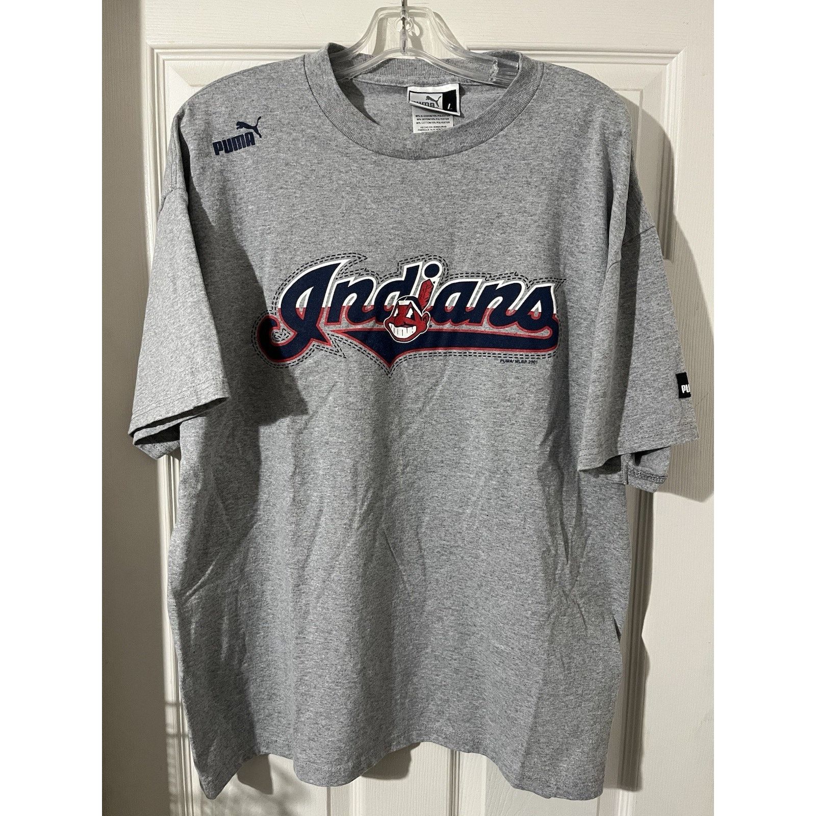 Puma Vtg 2001 Cleveland Indians Shirt Sz L Puma MLB Gray Baseball Size US L / EU 52-54 / 3 - 1 Thumbnail