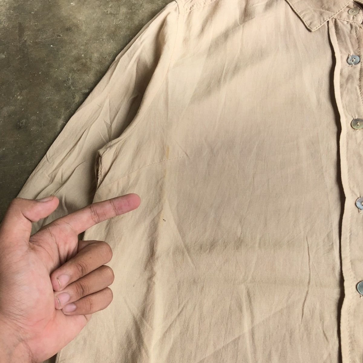 2000s GOA Soft Light Weight Shirt Button Up Beige Lgb