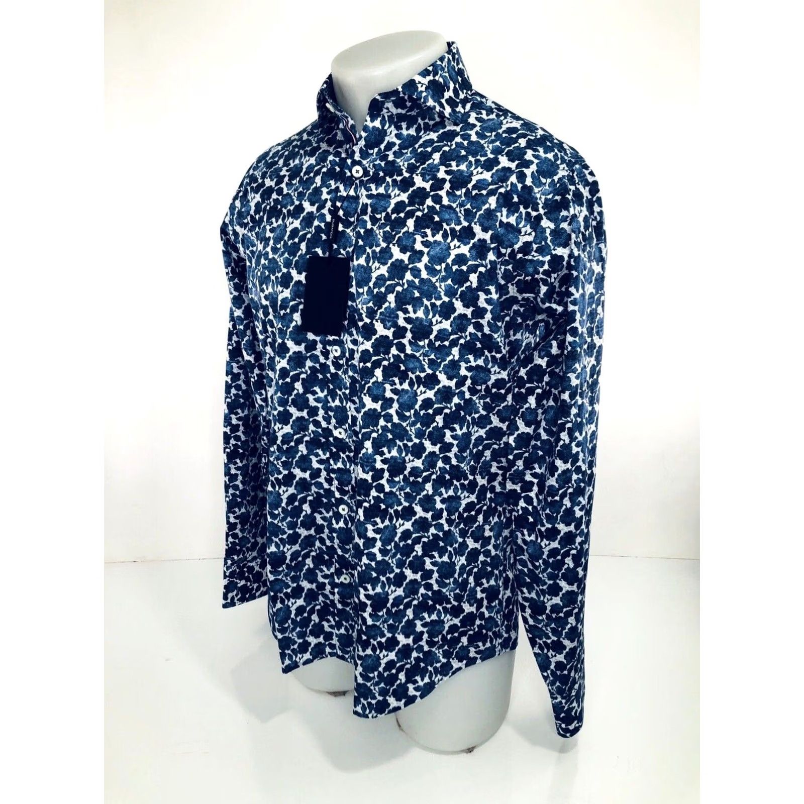 BUGATCHI BUGATCHI Mens S Shirt Floral White / Blue Button-Up Size US S / EU 44-46 / 1 - 2 Thumbnail