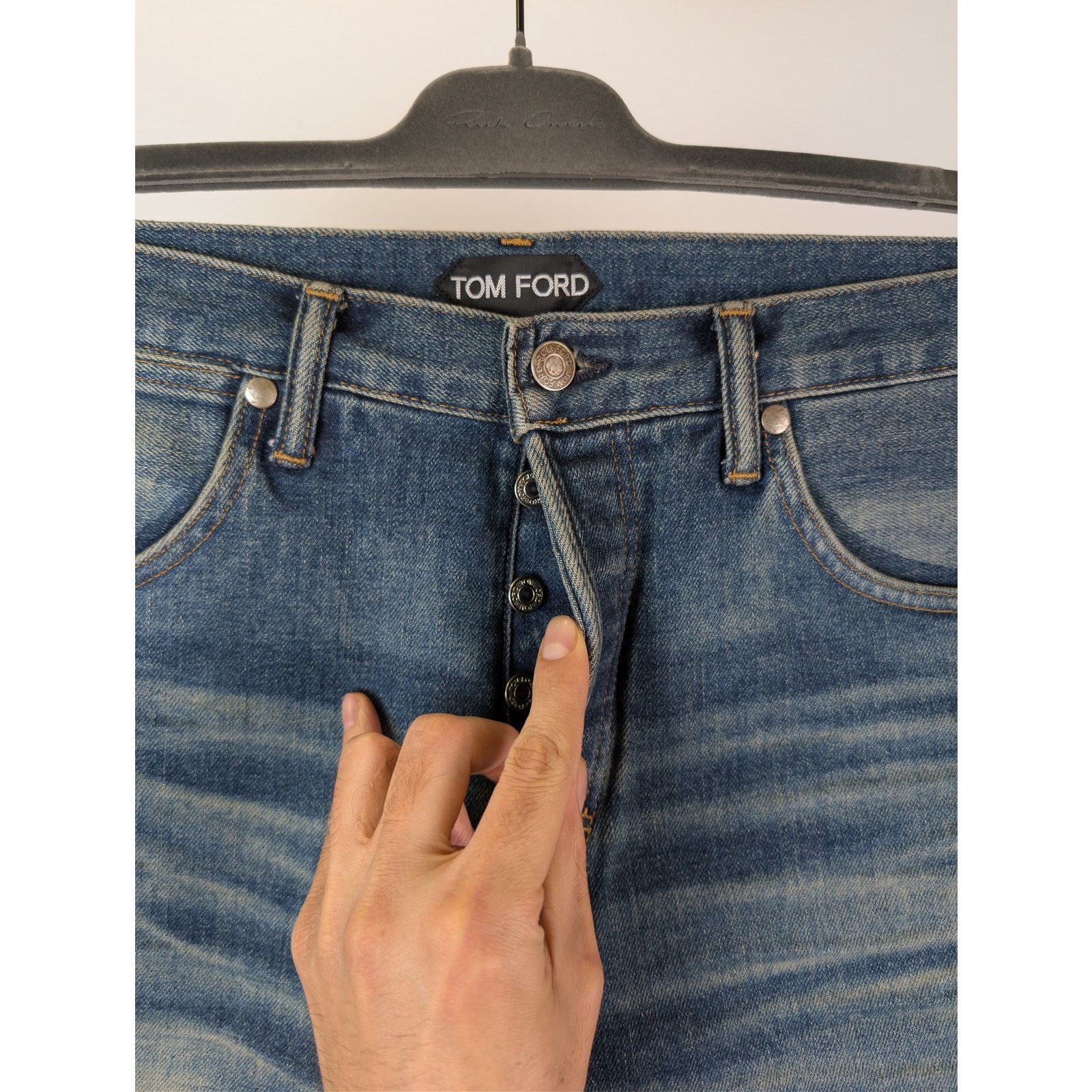 Tom Ford o1rshd1 Tapered Fit Denim Jeans in Indigo Blue Size US 32 / EU 48 - 7 Thumbnail