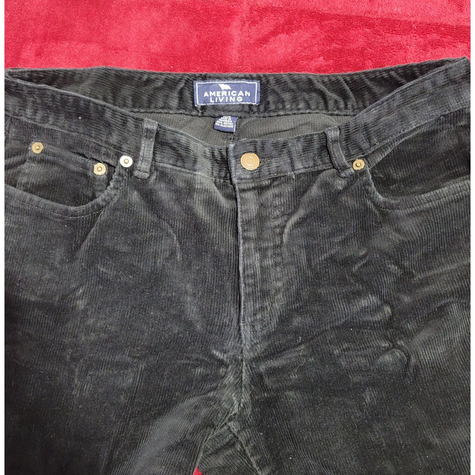 Other American Living Black Corduory Flat Front Jeans 10R Soft Size 32" / US 10 / IT 46 - 1 Thumbnail