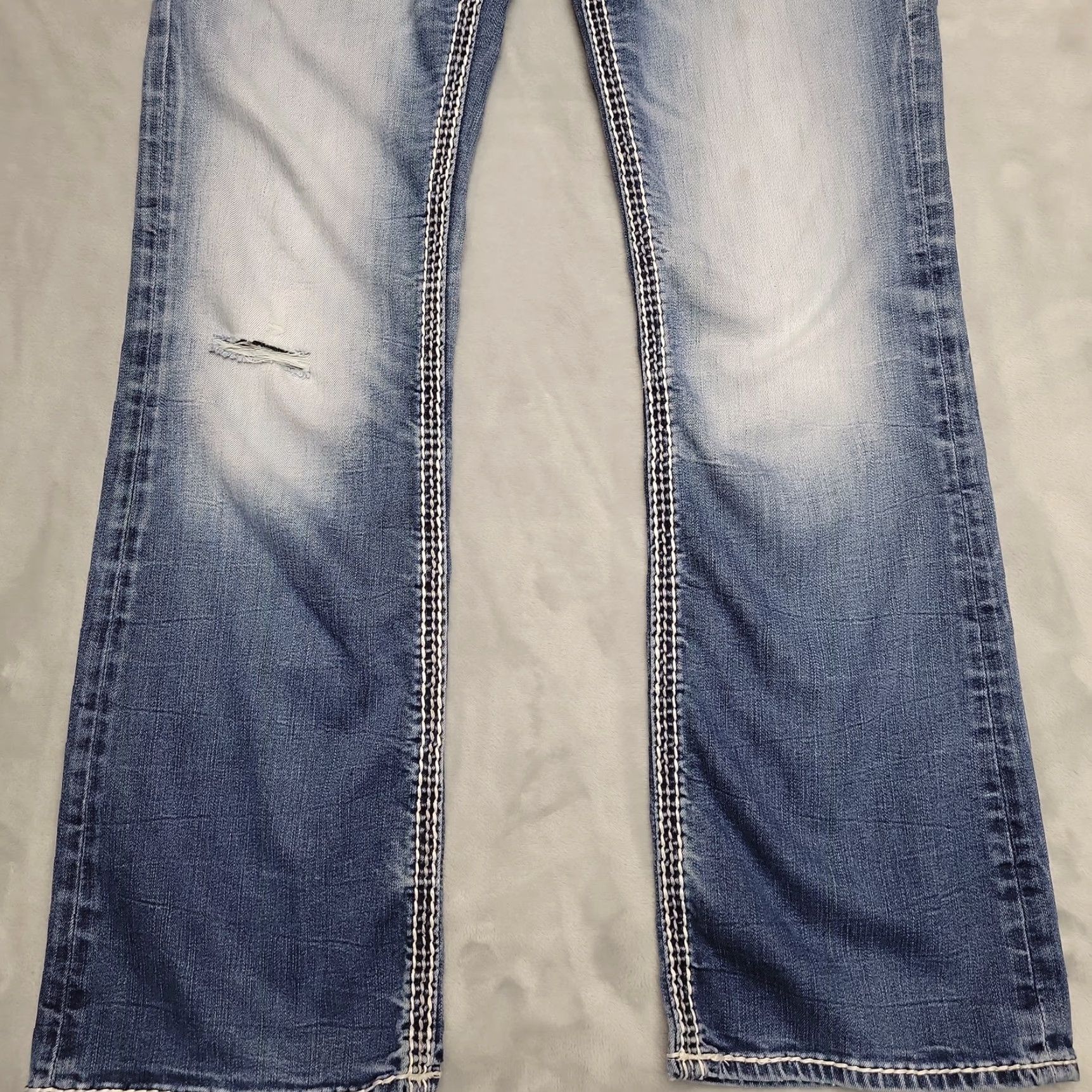 Denime VINTAGE Rock & Roll Cowboy Jeans Womens 30 Blue Denim Jacklyn Bootcut Faded Thick Stitch Size 30" / US 8 / IT 44 - 2 Thumbnail