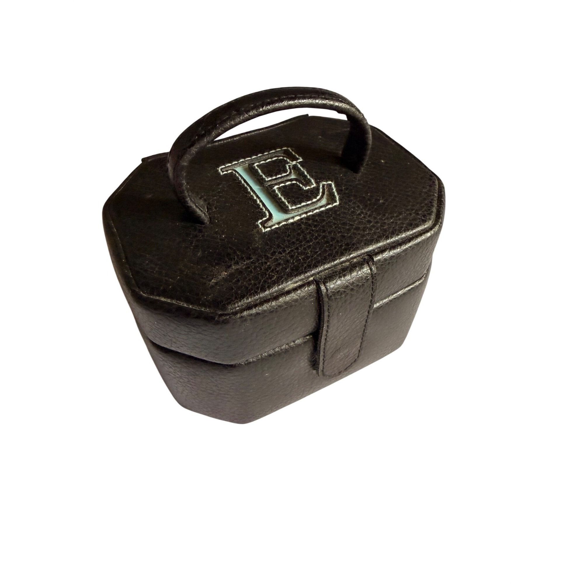 Other Black Faux Leather Jewelry Box With Mirror & Initial E Monog Size ONE SIZE - 7 Thumbnail