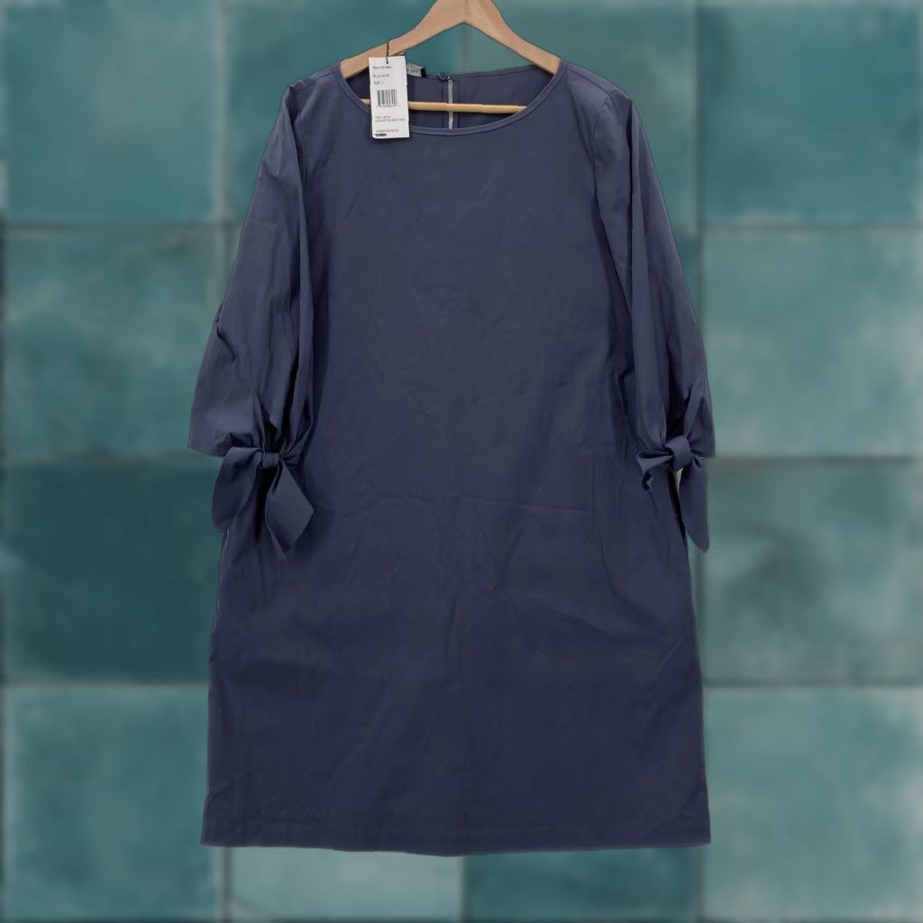 Vintage VINTAGE Lafayette 148 New York Dress Womens Large Blue Note Tie Cuff Shift Bow Sleeve Size L / US 10 / IT 46 - 1 Thumbnail