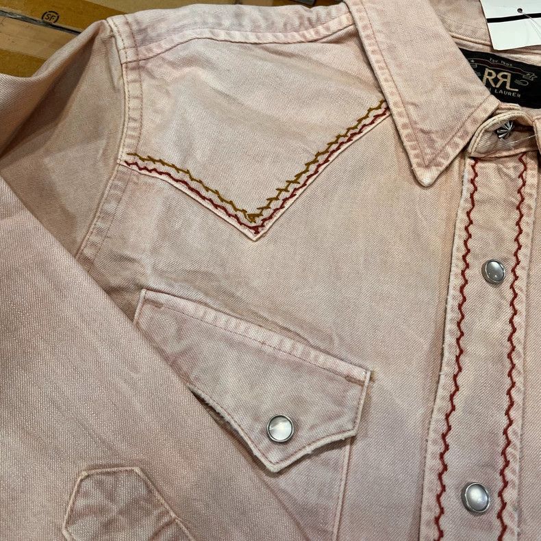 RRL Ralph Lauren RRL Ralph Lauren Dirty Pink Embroidered Western Shirt Size US M / EU 48-50 / 2 - 9 Thumbnail