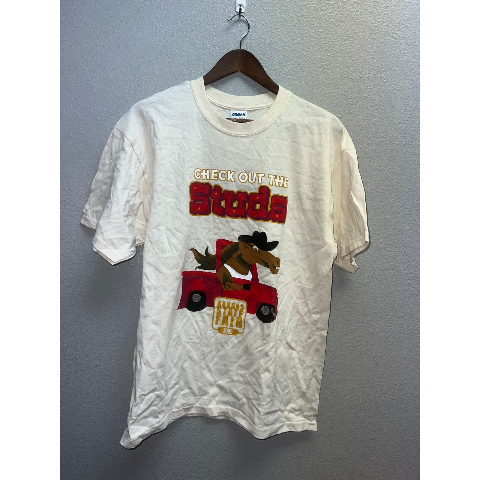 Gildan 2000's State Fair Shirt Kansas Check Out The Studs Horse Tee Size US L / EU 52-54 / 3 - 1 Thumbnail