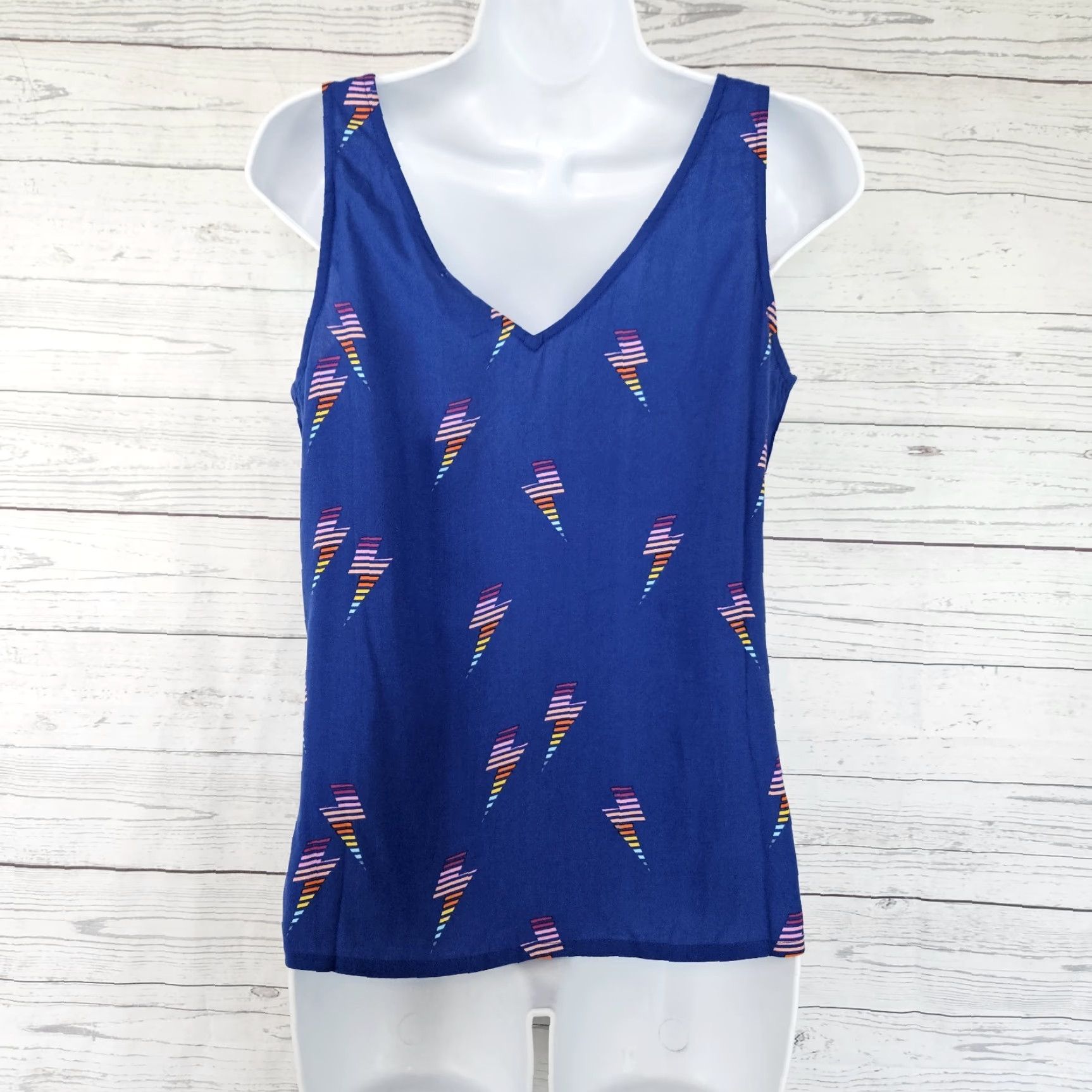 Vintage Sugarhill Tank Top Womens Sz 6 Blue V-Neck Sleeveless Casual Size M / US 6-8 / IT 42-44 - 3 Thumbnail
