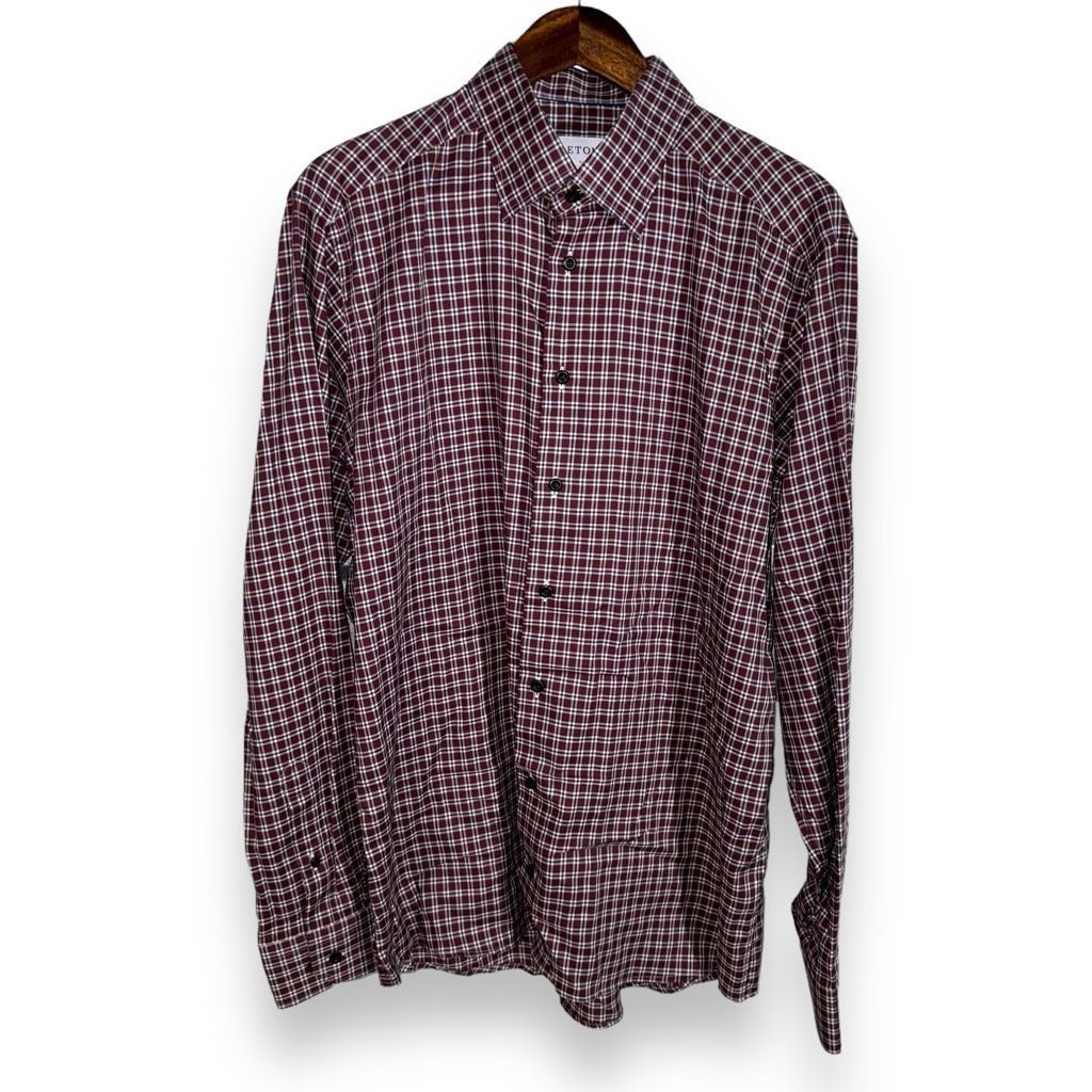 Eton Eton Slim Fit Non-Iron Red Check BD Dress Shirt Size XL 17 | Grailed