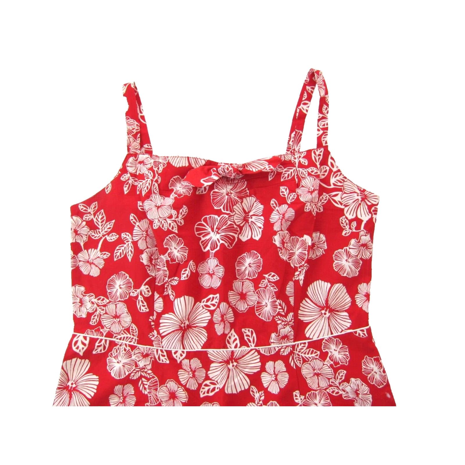 Faded Glory Faded Glory 100% Cotton Red White Hawaiian Floral Tank Dress Women 10 Sun Maxi Sundress Dress Hawaiian Theme Womens 10 Size L / US 10 / IT 46 - 3 Thumbnail