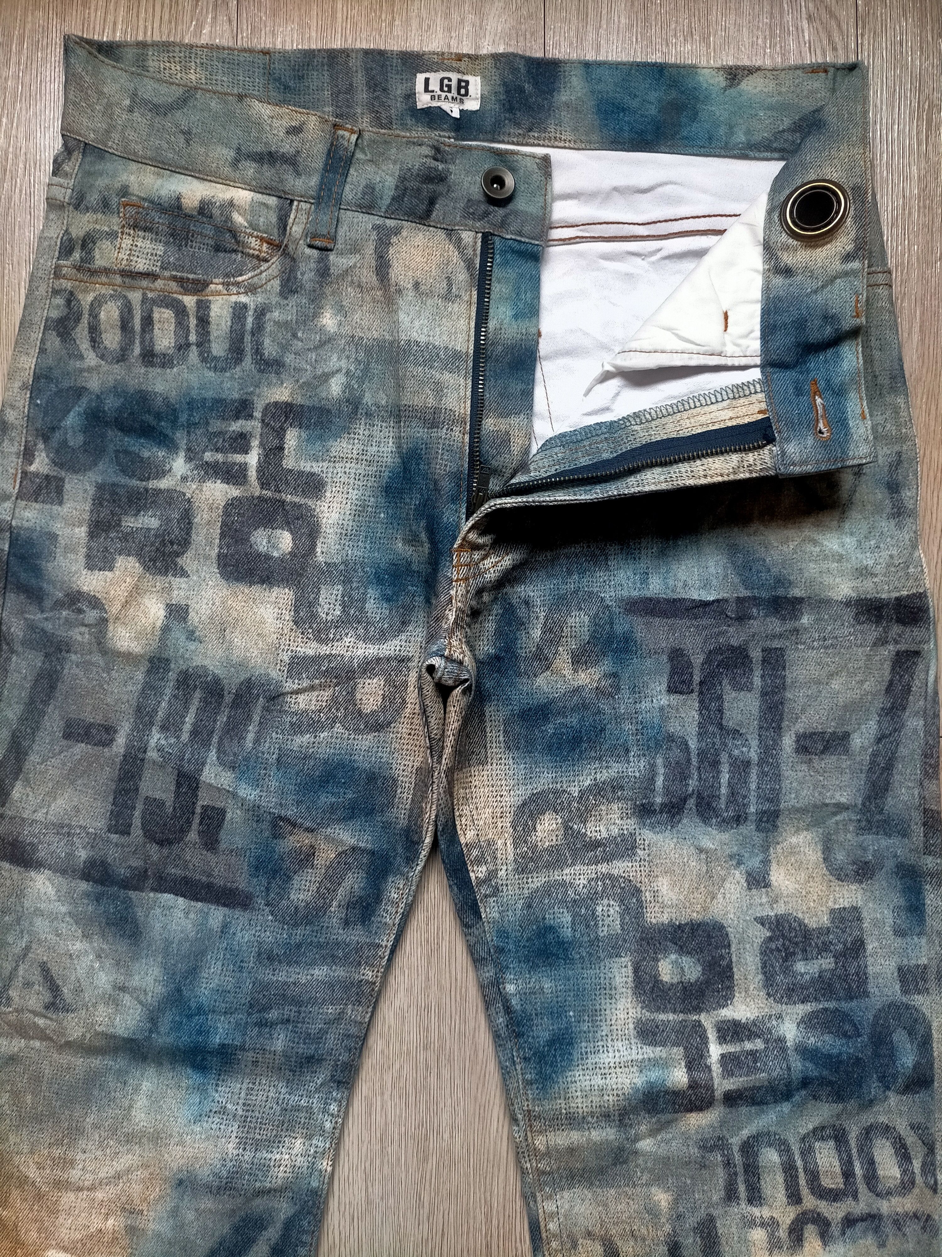 Le Grande Bleu (L.G.B.) ⚡Rare L.G.B x Beams Full Print denim pants Size US 30 / EU 46 - 3 Thumbnail