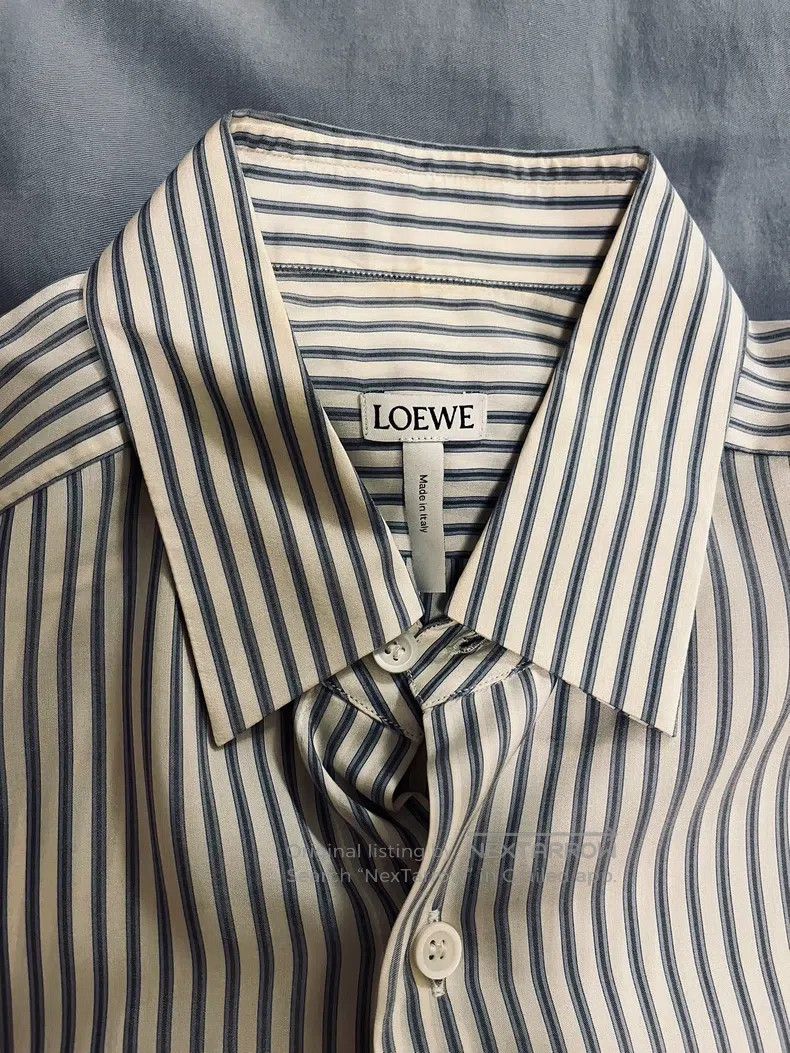 Loewe Loewe Striped Long-sleeve Shirt - Beige and White Stripe D Size XS / US 0-2 / IT 36-38 - 4 Thumbnail