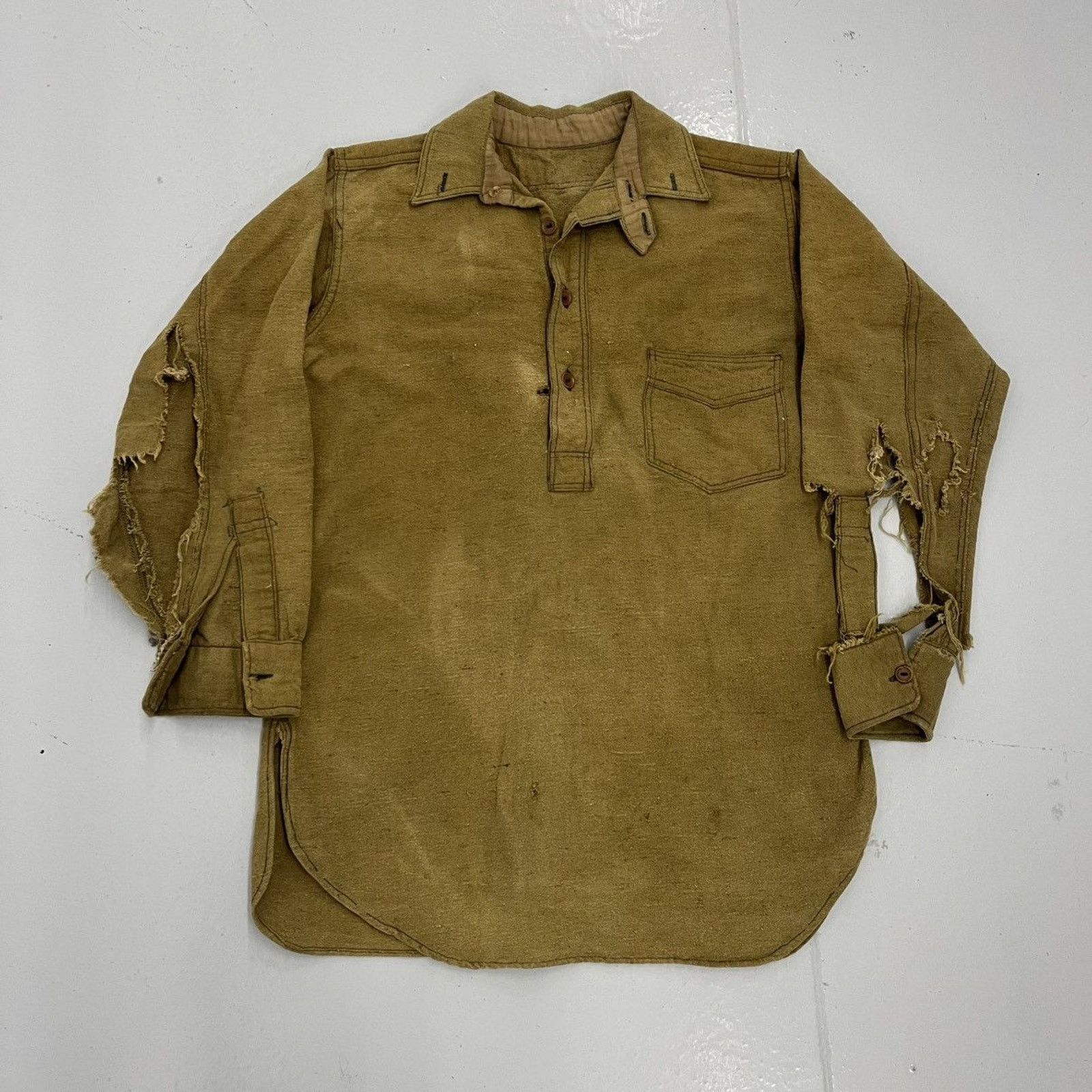 Other Vintage 30s 40s Tan Cotton Workwear Chin Strap Shirt Size US S / EU 44-46 / 1 - 1 Thumbnail