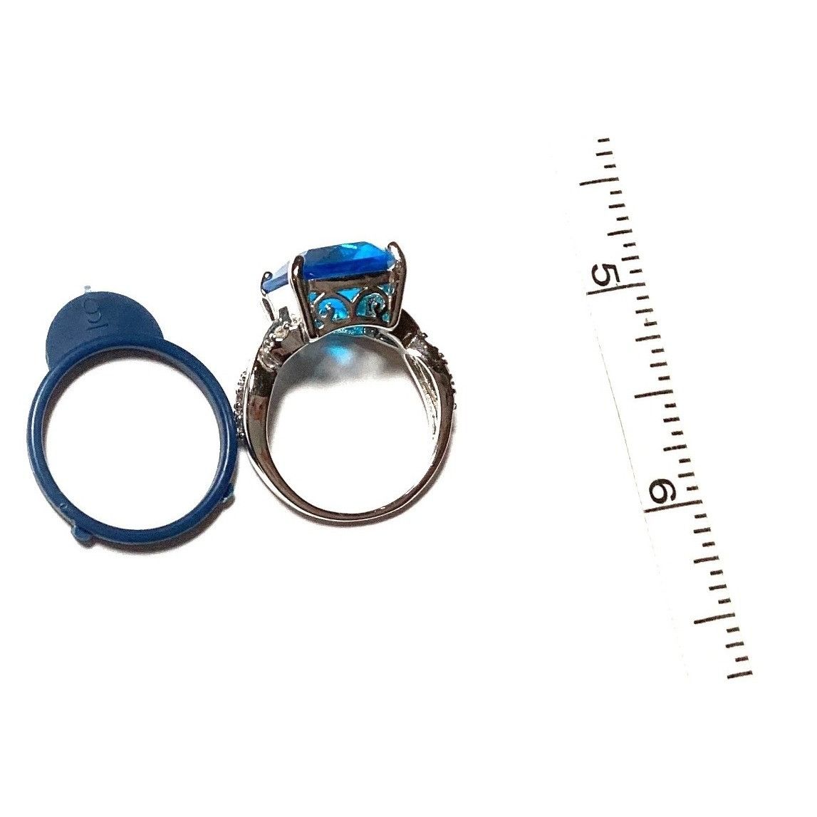 Other Large Beautiful Square Blue Glass Stone .925 Silver Ring Siz Size ONE SIZE - 11 Thumbnail