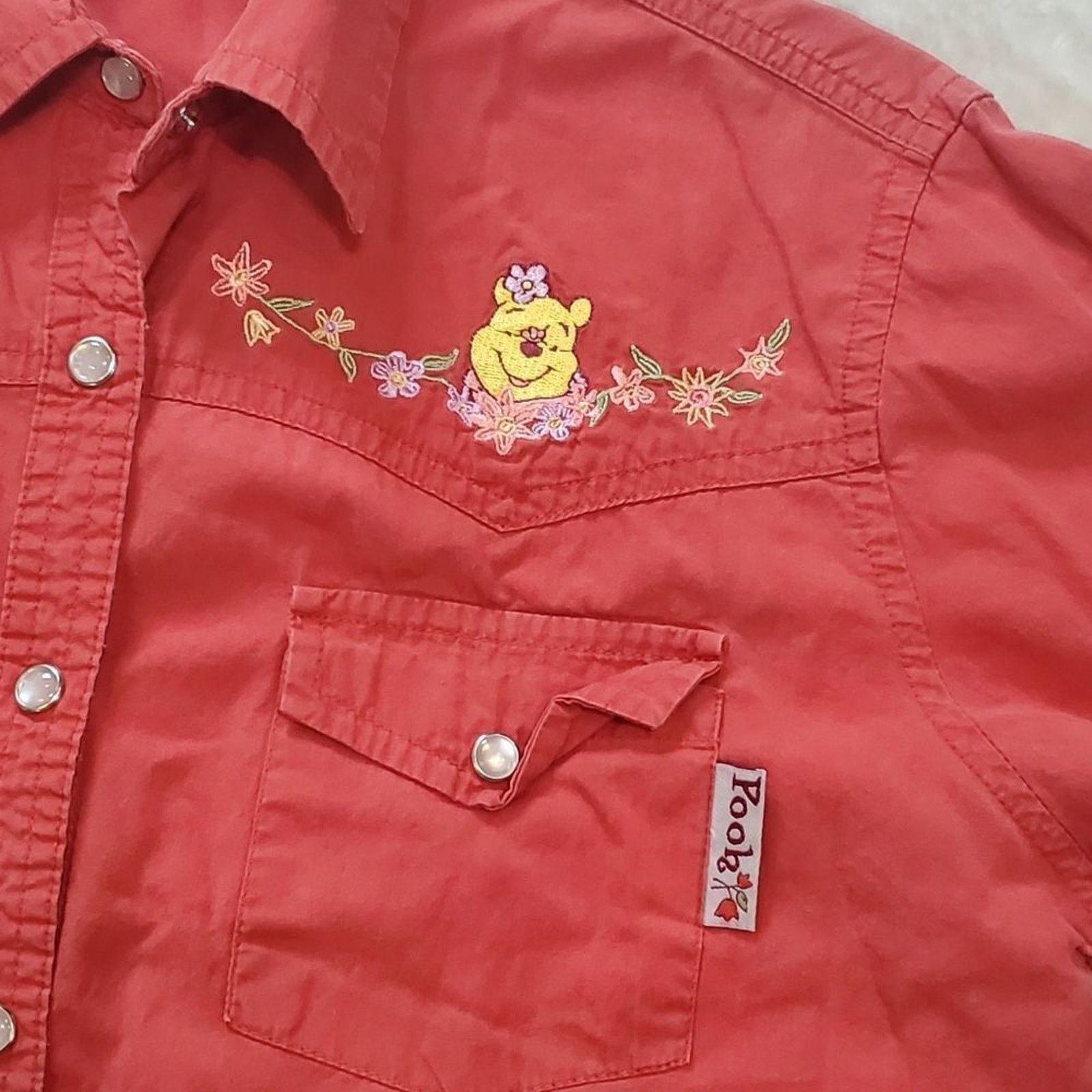 Disney Disney Winnie the Pooh Red-Orange Snap-Button Blouse, Small Size S / US 4 / IT 40 - 5 Thumbnail