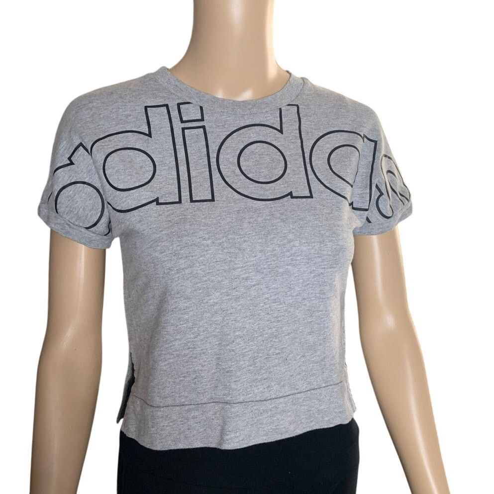 Adidas Adidas Women's Small Graphic Logo Crop Top Short Sleeve Gray Size S / US 4 / IT 40 - 6 Thumbnail