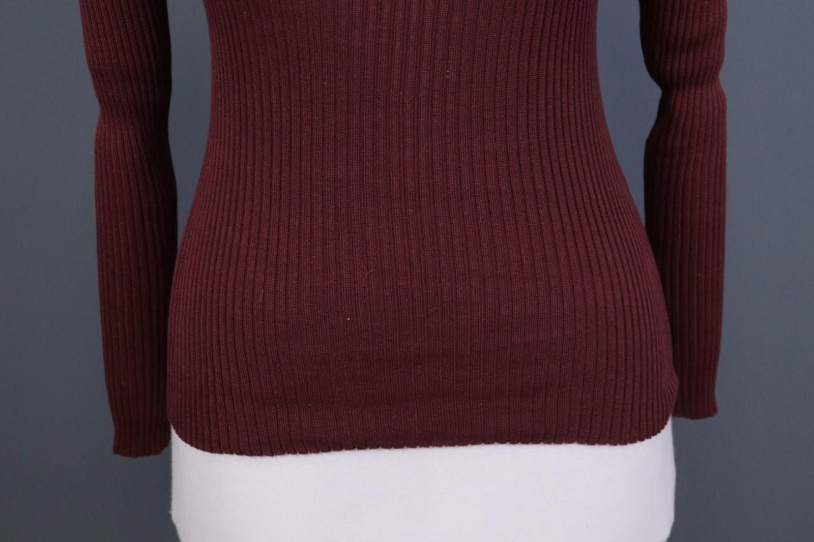 Designer Peruvian Connection Burgundy Ribbed Top Shirt Size S Size S / US 4 / IT 40 - 2 Thumbnail