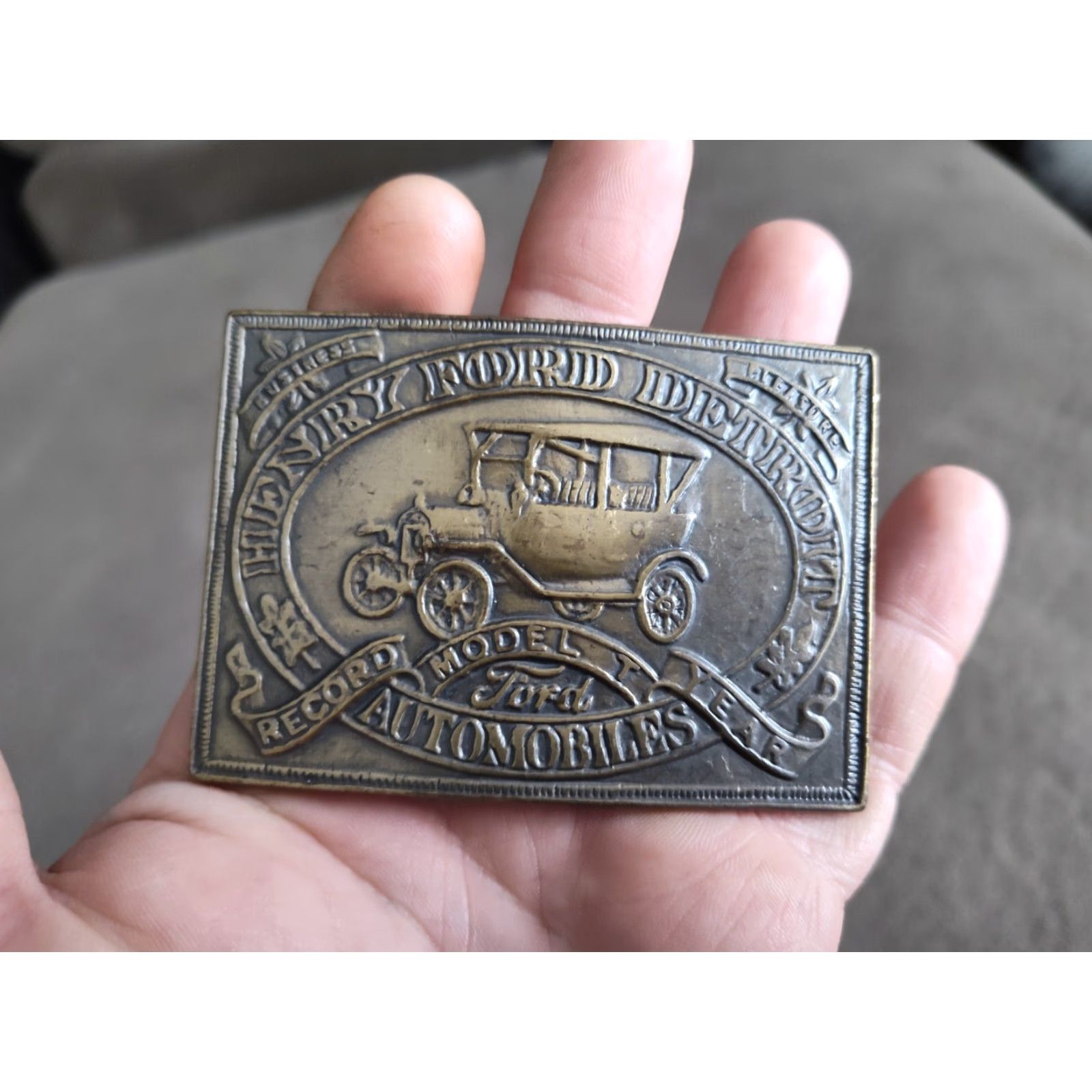 Ford VINTAGE Ford Model T Belt Buckle Auto Car Manufacture Bronze Brass Unisex Size ONE SIZE - 5 Thumbnail