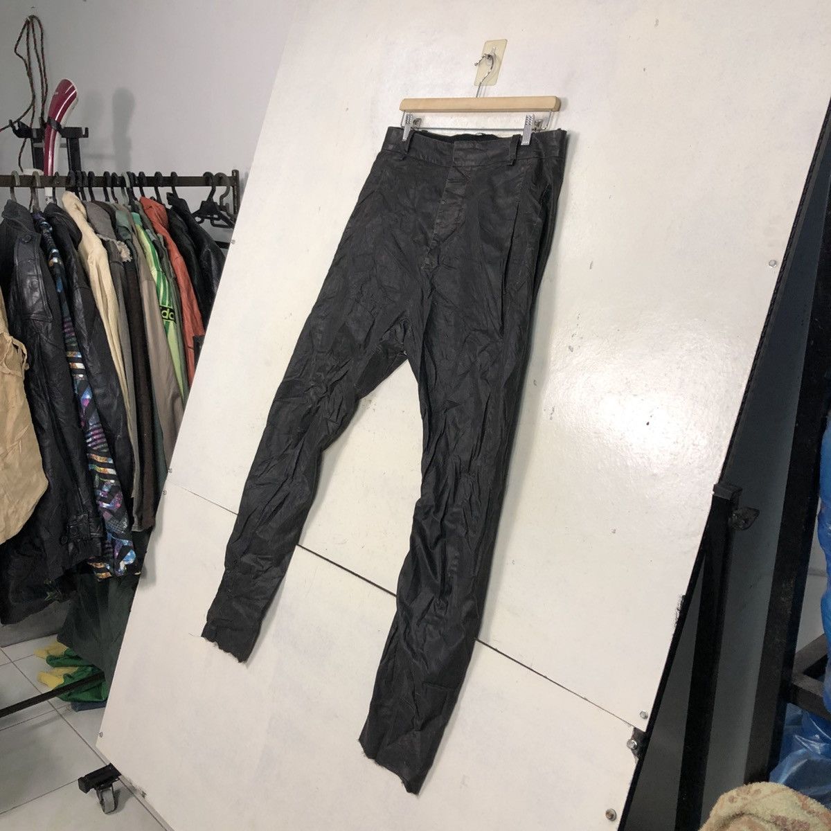 Japanese Brand Masnada Made in Italy Wax Biker Pants Parachute Bondage Size US 32 / EU 48 - 4 Thumbnail