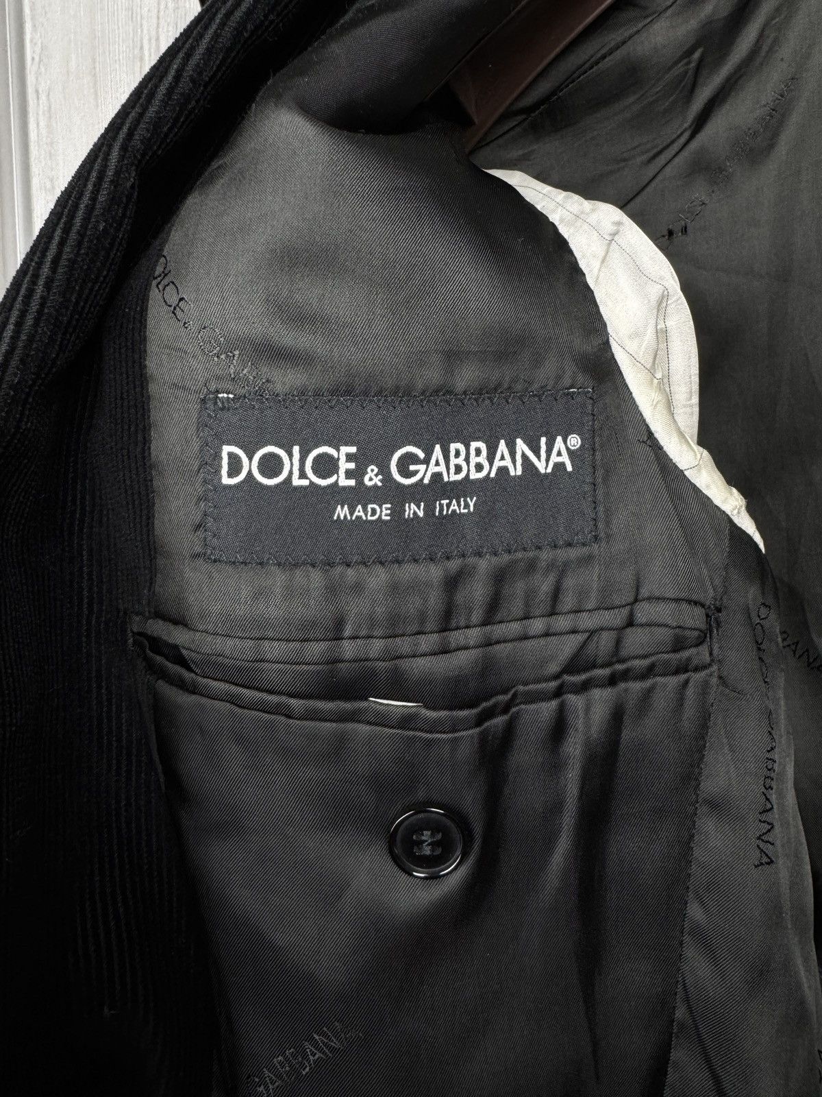 Dolce & Gabbana Dolce & Gabbana black corduroy leather buttons blazer sz 48 Size 38R - 11 Thumbnail