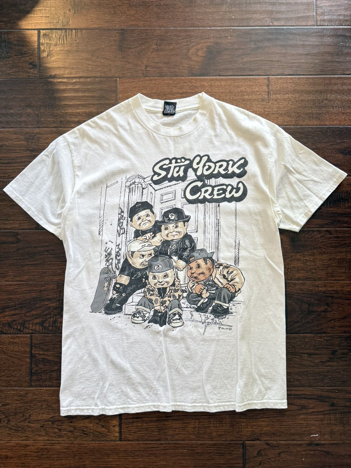 希少レア 00's OLD STUSSY Down With the Pound Stussy Down With the Pound White Streetwear Short Sleeve Tee