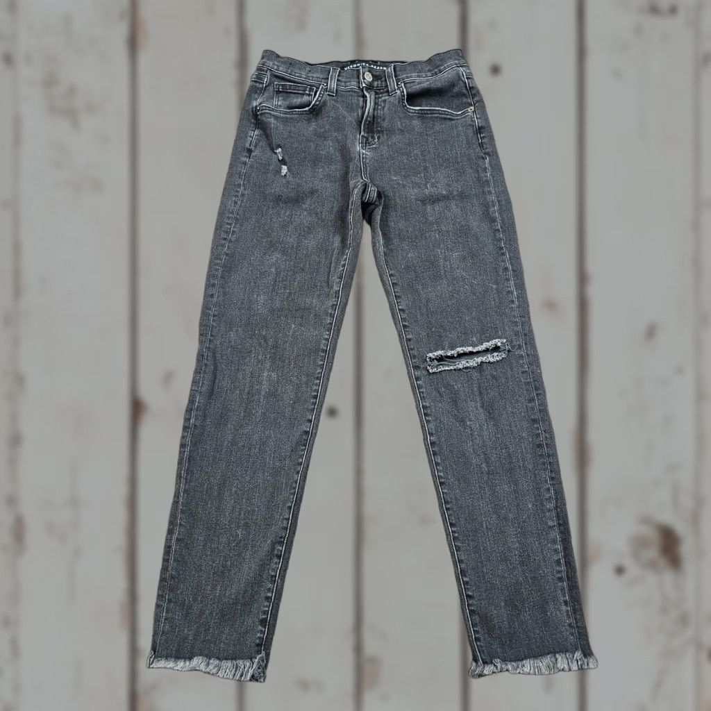 Veronica Beard VERONICA BEARD Jeans Womens 24 Black Distressed Boyfriend Mid Rise Denim Benzi 25x27 Size 27" / US 4 / IT 40 - 1 Thumbnail