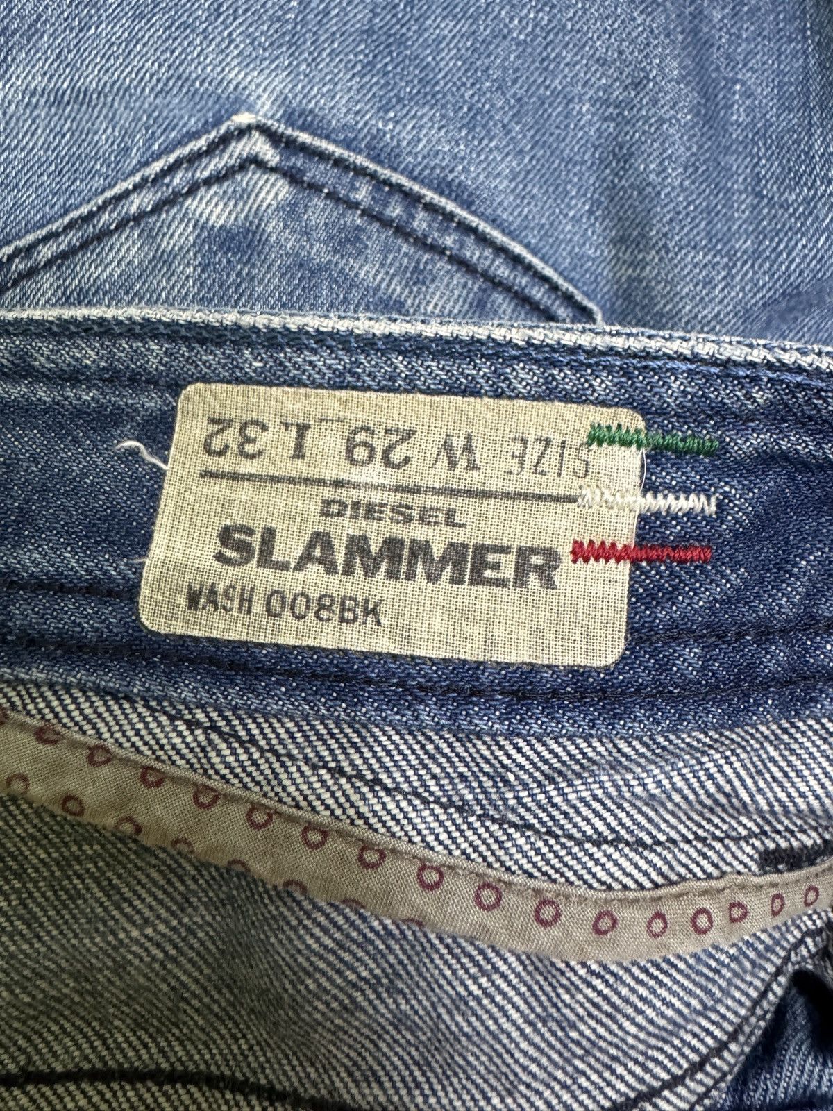Diesel Diesel Slammer Blue Distressed Zipper Back Pocket Jeans Men Size US 31 - 18 Thumbnail