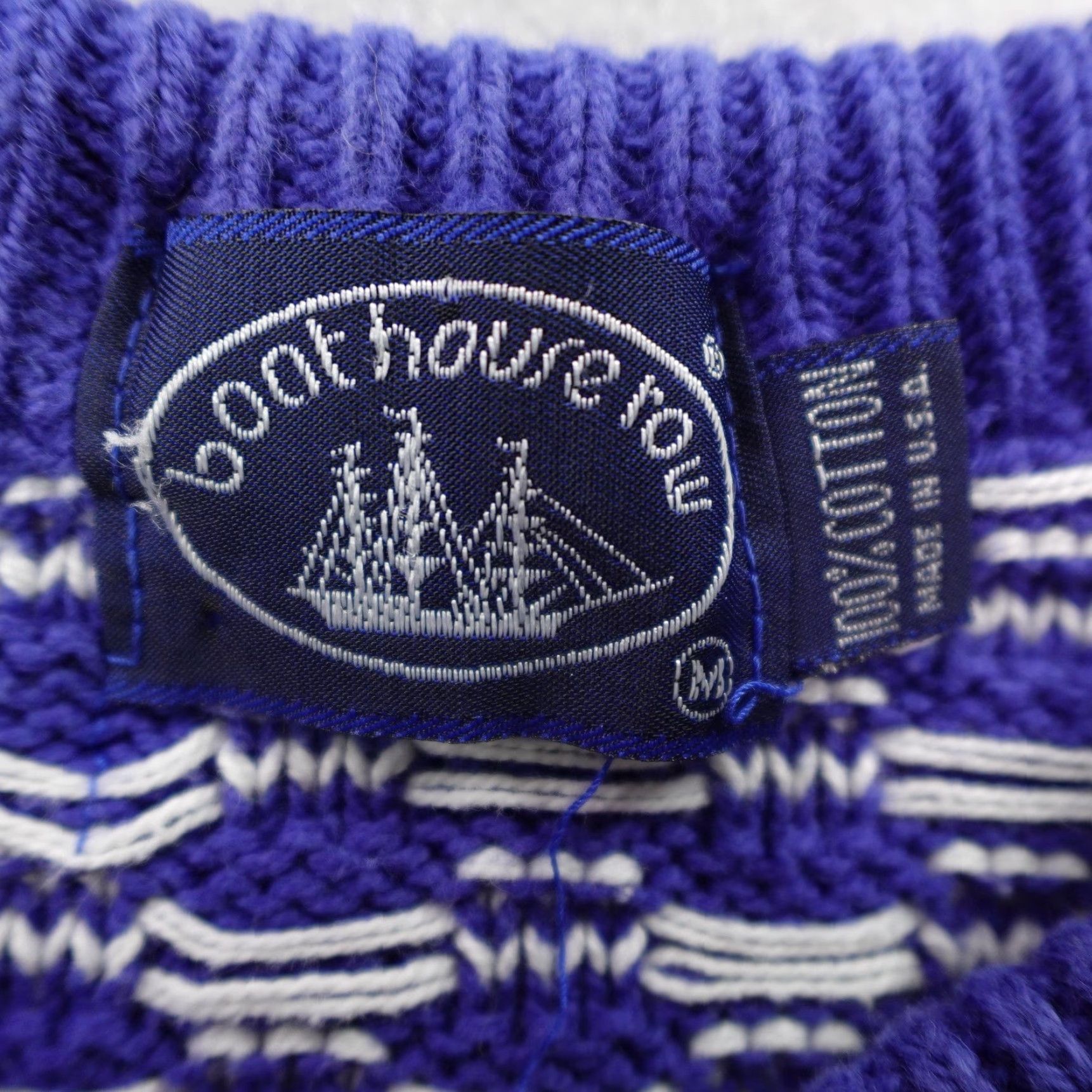 Vintage Vintage Boathouse Row Sweater Mens Medium Blue White Cotton Knit Pullover USA Size US M / EU 48-50 / 2 - 7 Thumbnail
