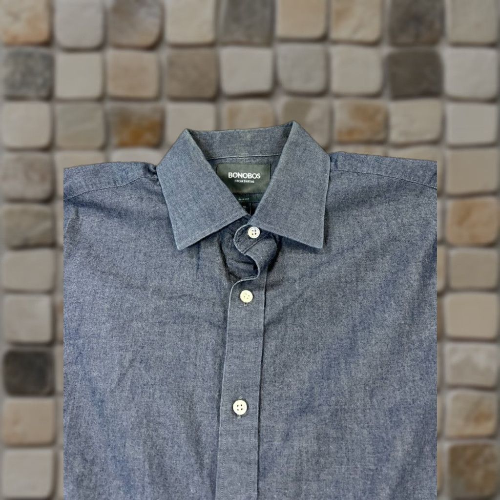 Bonobos Bonobos Shirt Mens 16 Blue Cotton Button Up Casual Slim Regular Button Up Shirt Bonobos Mens Blue Cotton 16 Size US L / EU 52-54 / 3 - 1 Thumbnail