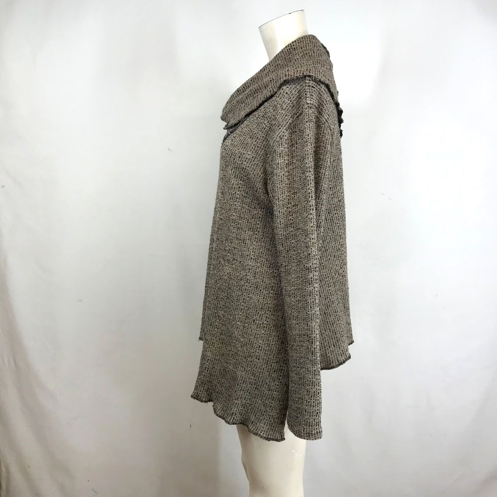 Vintage Bodil Cowl Neck Asymmetrical Marled Knit Brown Sweater S Lagenlook Boho Travel Workwear Casual Size S / US 4 / IT 40 - 6 Thumbnail