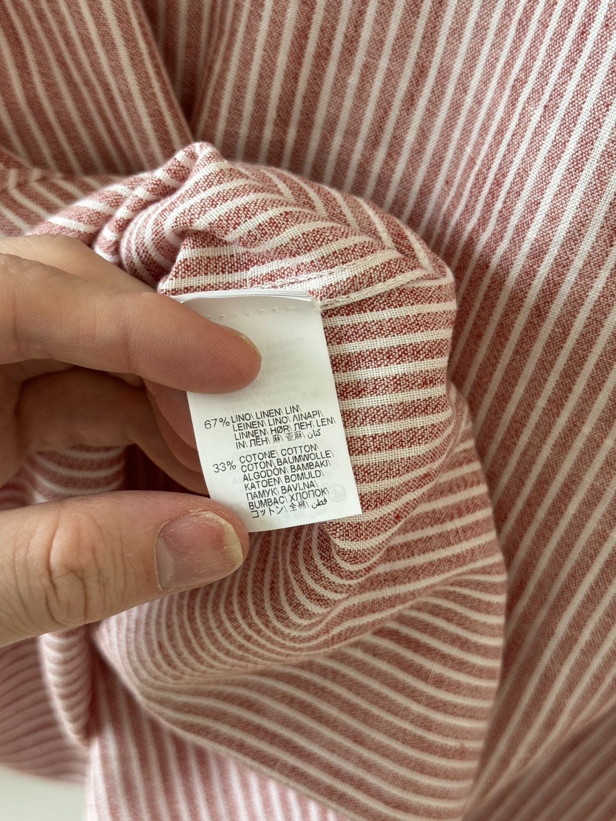 Brunello Cucinelli Red and White Striped Linen Leisure Fit XXXL Size US XXL / EU 58 / 5 - 13 Thumbnail