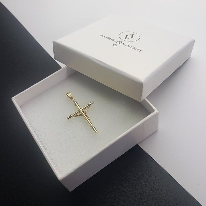 Other Jesus Latin Cross Pendant in 2-Tone 14k Yellow & White Gold Size ONE SIZE - 2 Thumbnail