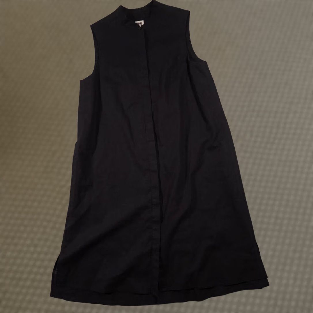 Anne Klein Anne Klein Dress Womens Small Black Linen Blend Sleeveless Button Front Midi Size S / US 4 / IT 40 - 1 Thumbnail