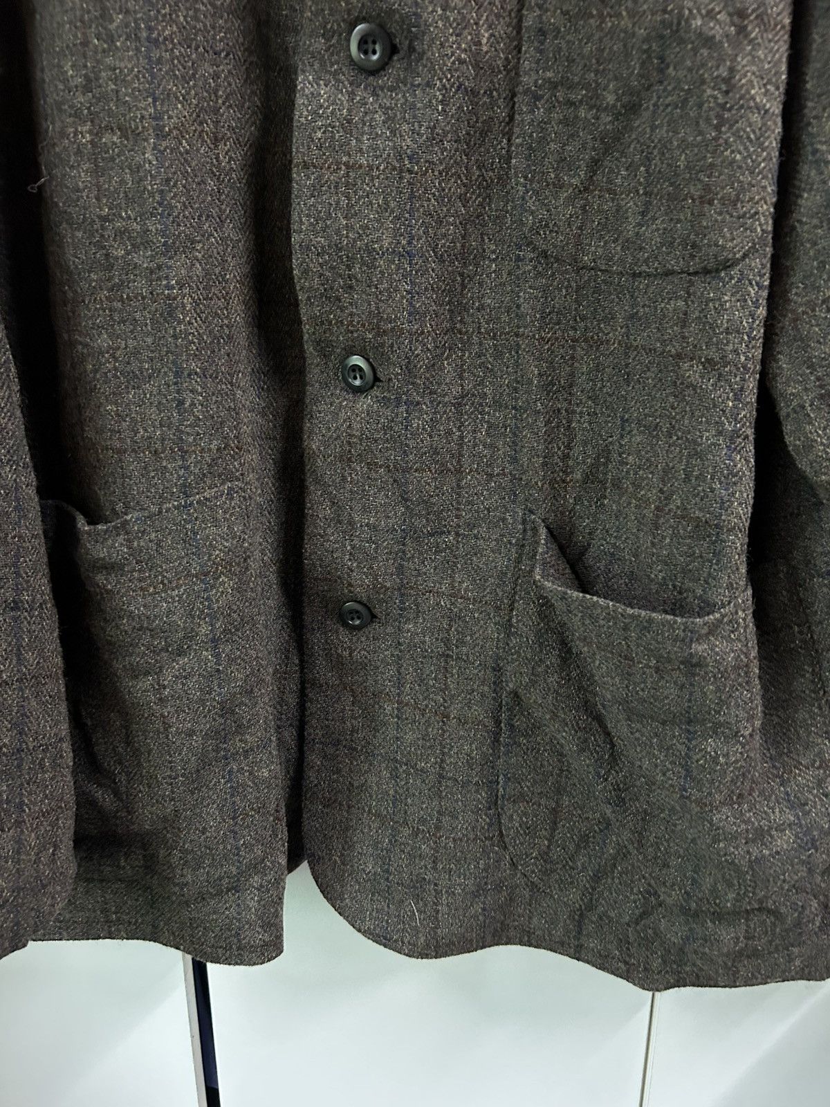 Needles Collarless/V Neck Herringbone Three Button Chore Blazer Size 40R - 12 Thumbnail