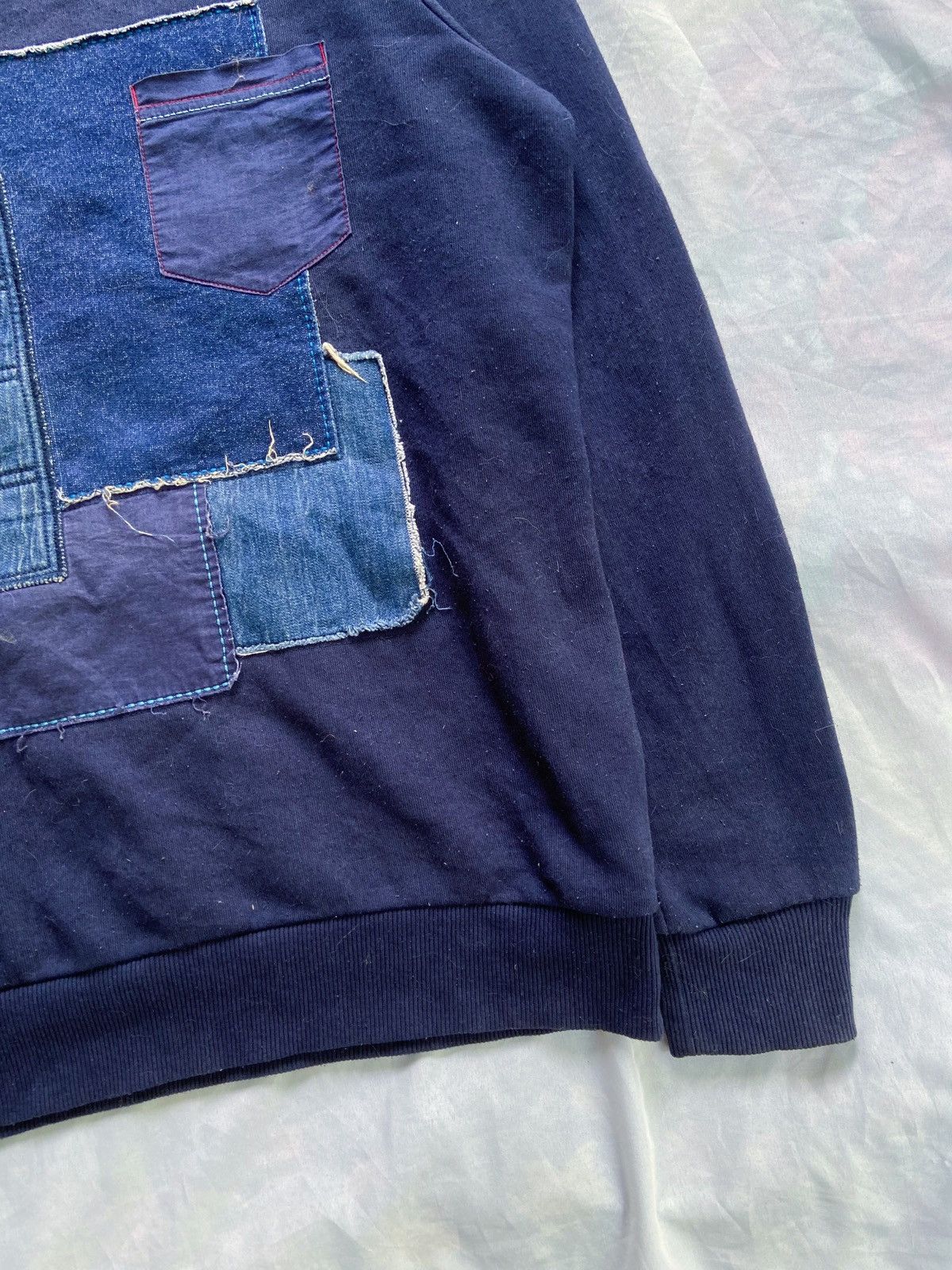 Japanese Brand SELECTED INDIGO PATCHWORK SWEATSHIRT Size US L / EU 52-54 / 3 - 4 Thumbnail