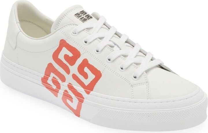 Givenchy o1loc1c0924 Logo Low-Top Sneakers in White/Red Size US 12 / EU 45 - 1 Thumbnail