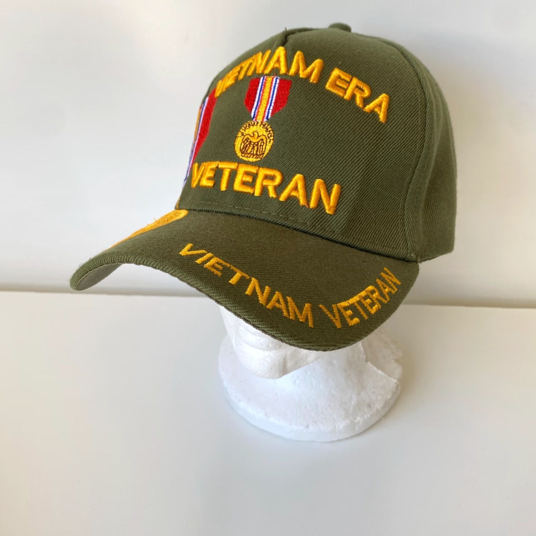 Augusta Sportswear August Sportswear Hat Strapback Green Men Adjustable Medals Embroidered Vietnam Veteran Vet Size ONE SIZE - 2 Thumbnail
