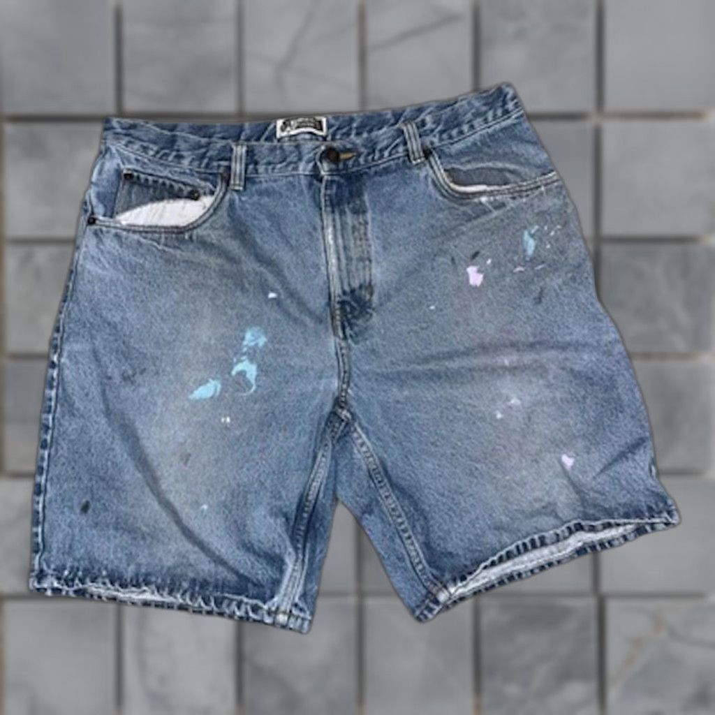 Route 66 VINTAGE Route 66 Jorts Men’s 38 Blue Distressed Paint Workwear Jeans Shorts Regular Mens Size US 38 / EU 54 - 1 Thumbnail