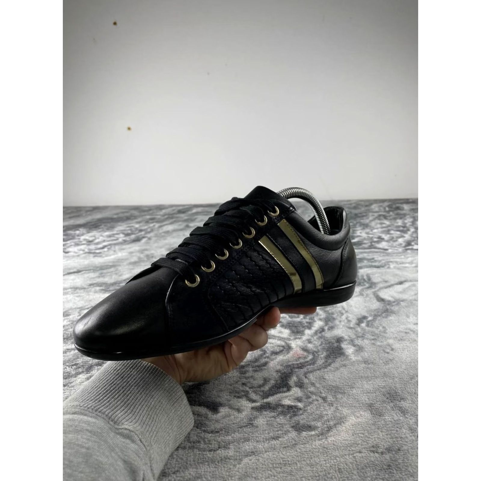 Versace Versace Collection Leather Sneakers Women Size 39 Black Casual Walking Logo Leather Upper Lining Rubber Outsole Low Top Size US 8 / IT 38 - 4 Thumbnail