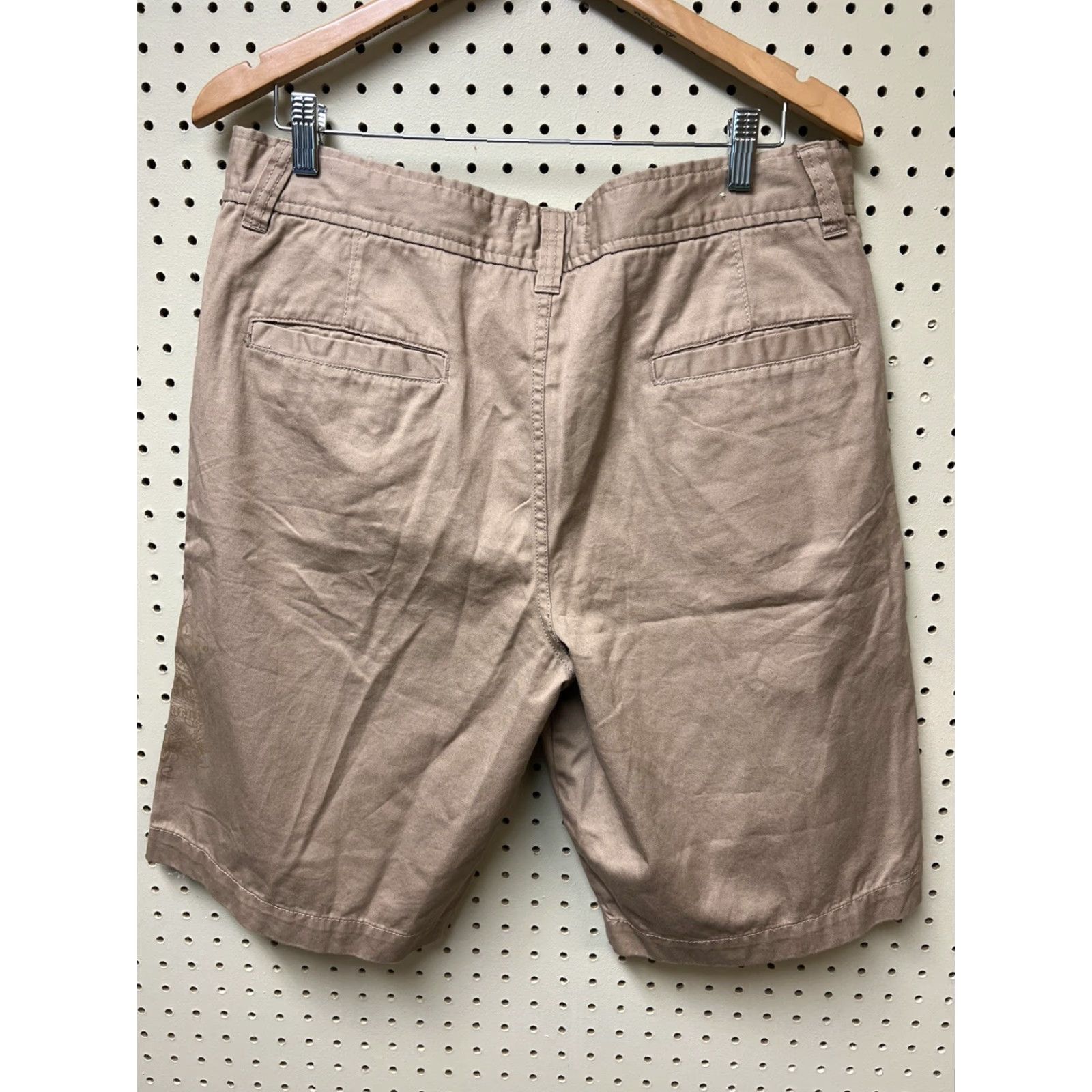 Vintage Nobo Mens 36 Khaki Cotton Flat Front Shorts NWT Casual Walk Golf Beige Chino Flat Front 36 in Mens Size US 36 / EU 52 - 2 Thumbnail