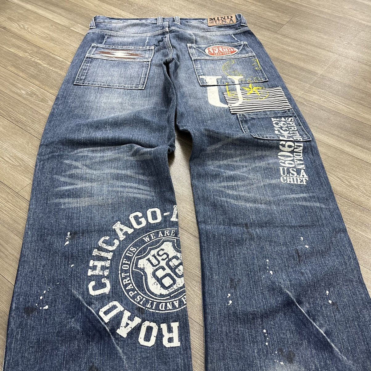 If Six Was Nine × Japanese Brand × Le Grande Bleu (L.G.B.) Mind of USA Distressed Patch Work Double Knee Painted Jeans Size US 32 / EU 48 - 20 Thumbnail