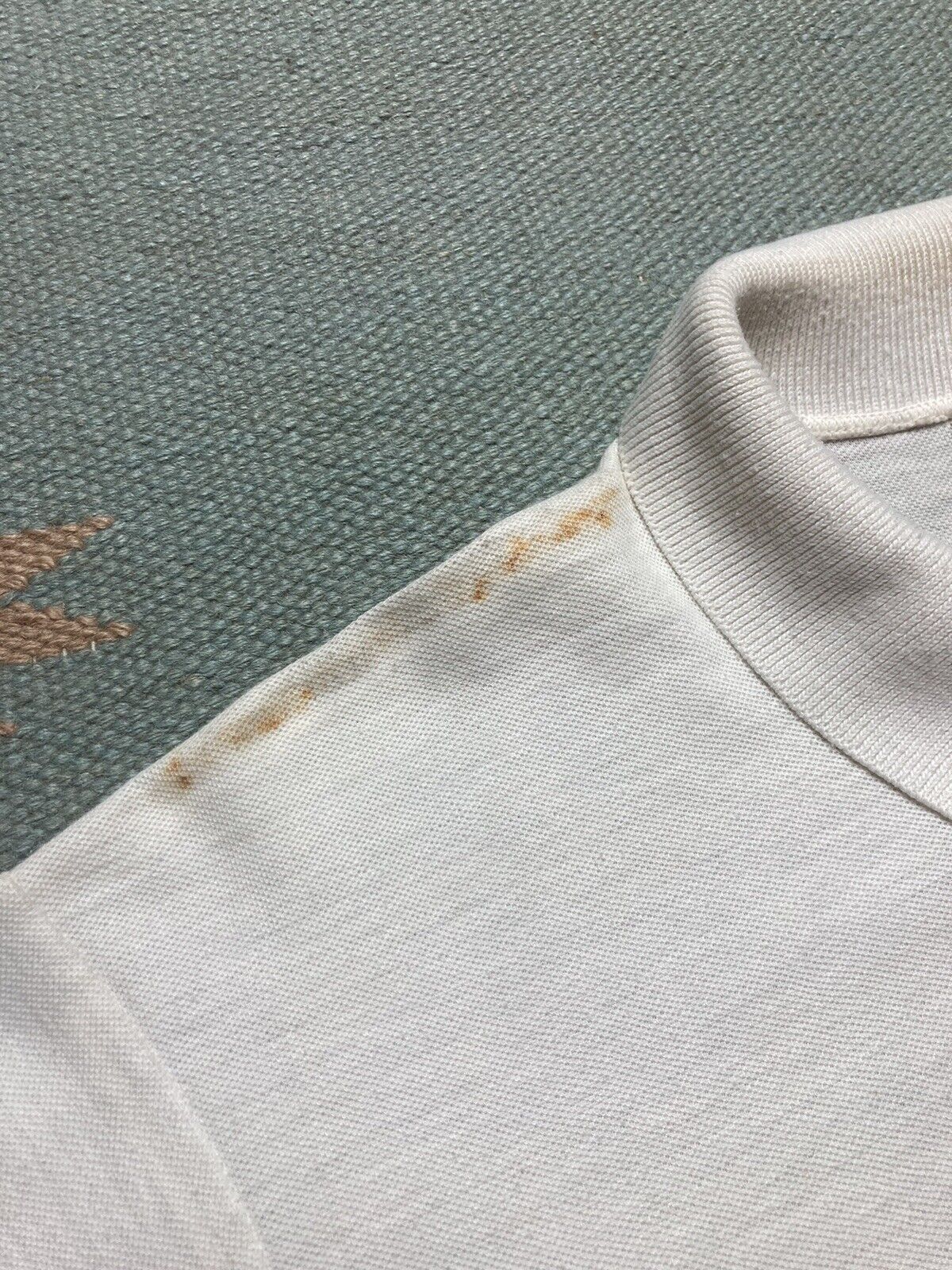 Vintage VTG 70s polo shirt blank white soft thin worn adult large Size US L / EU 52-54 / 3 - 5 Thumbnail