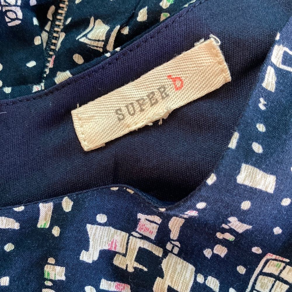 Vintage Super b Retro Y2K Women’s Size M Fit Flare Blue Pattern Mini Size M / US 6-8 / IT 42-44 - 2 Thumbnail