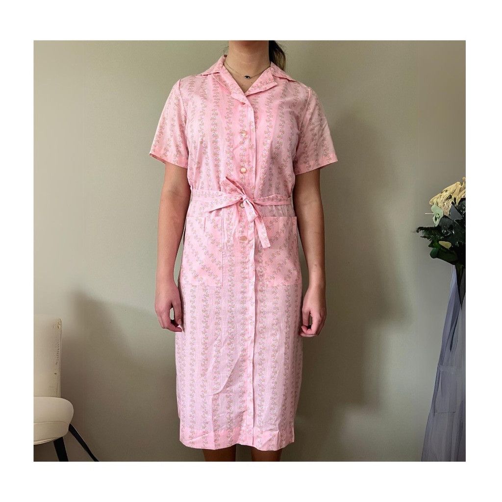 Vintage Deadstock 1960s Vintage Womens Spring Flowers Shirt Dress Size M / US 6-8 / IT 42-44 - 1 Thumbnail