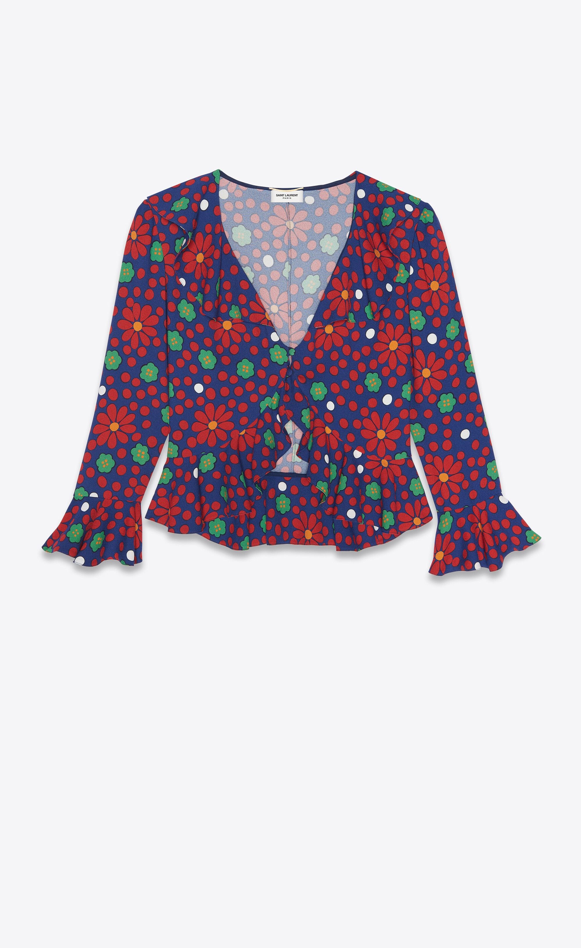 Saint Laurent Paris ruffled blouse in sablé saint laurent Size S / US 4 / IT 40 - 1 Preview