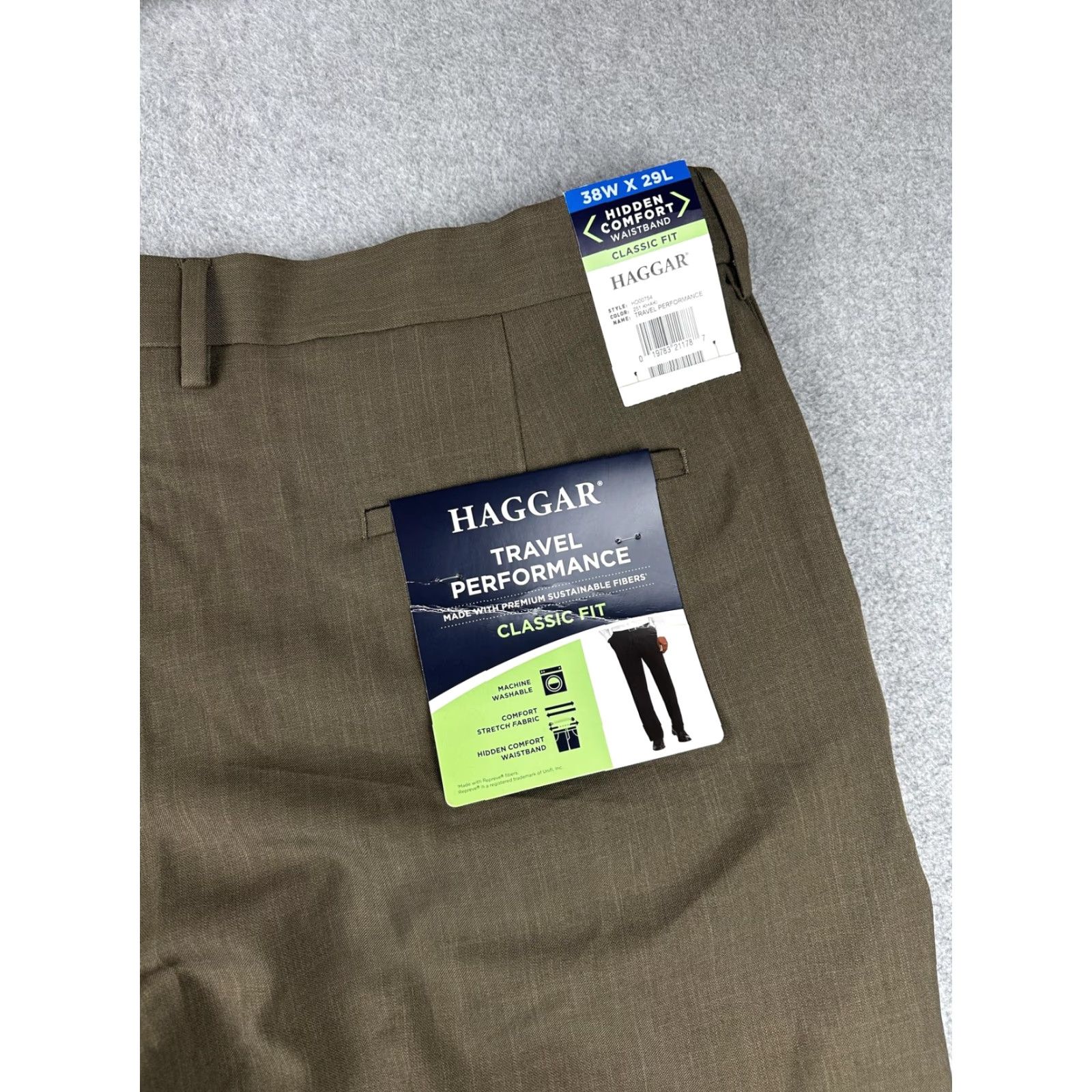 haggar classic fit premium stretch dress pants Haggar Premium Stretch Glen Plaid Dress Pants in Stone