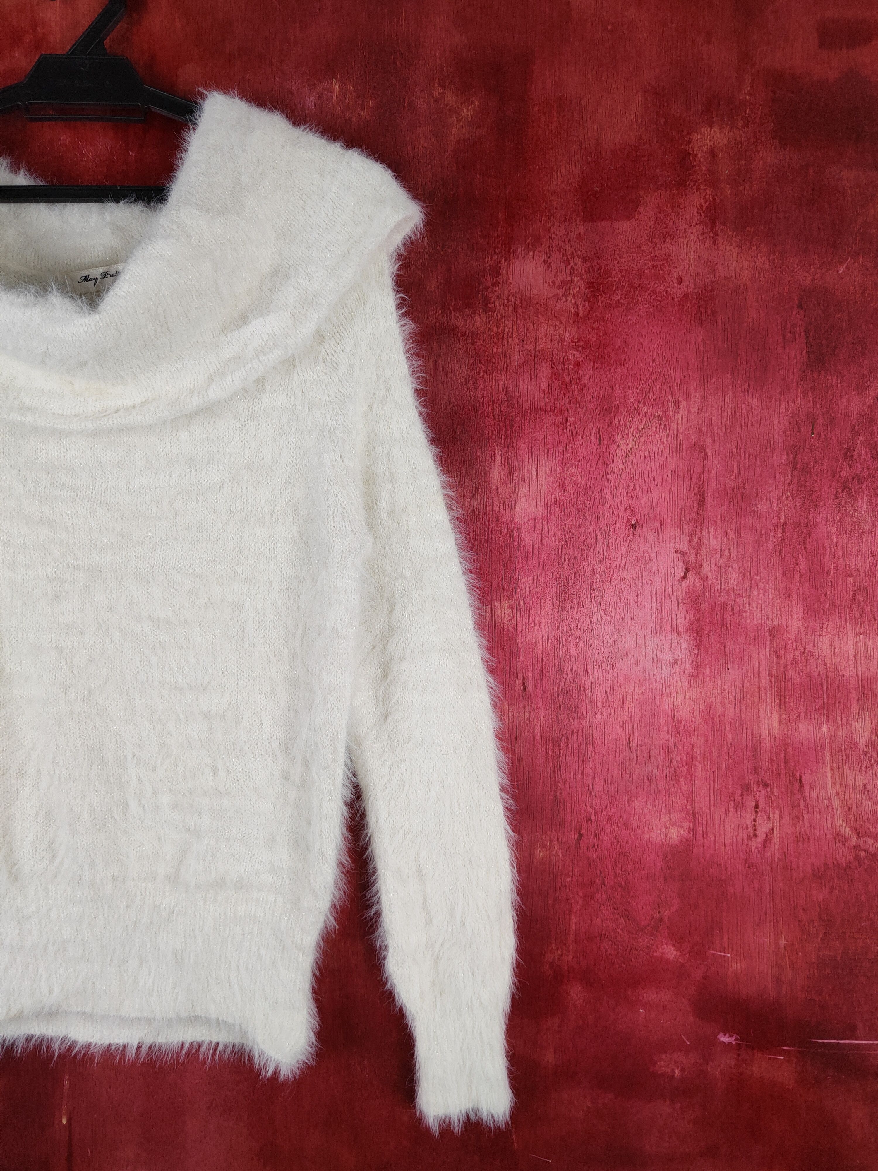 Homespun Knitwear × Japanese Brand × Vintage May Pretty White Shag Shaggy Fur Mohair Knitwear #S1946 Size S / US 4 / IT 40 - 5 Thumbnail