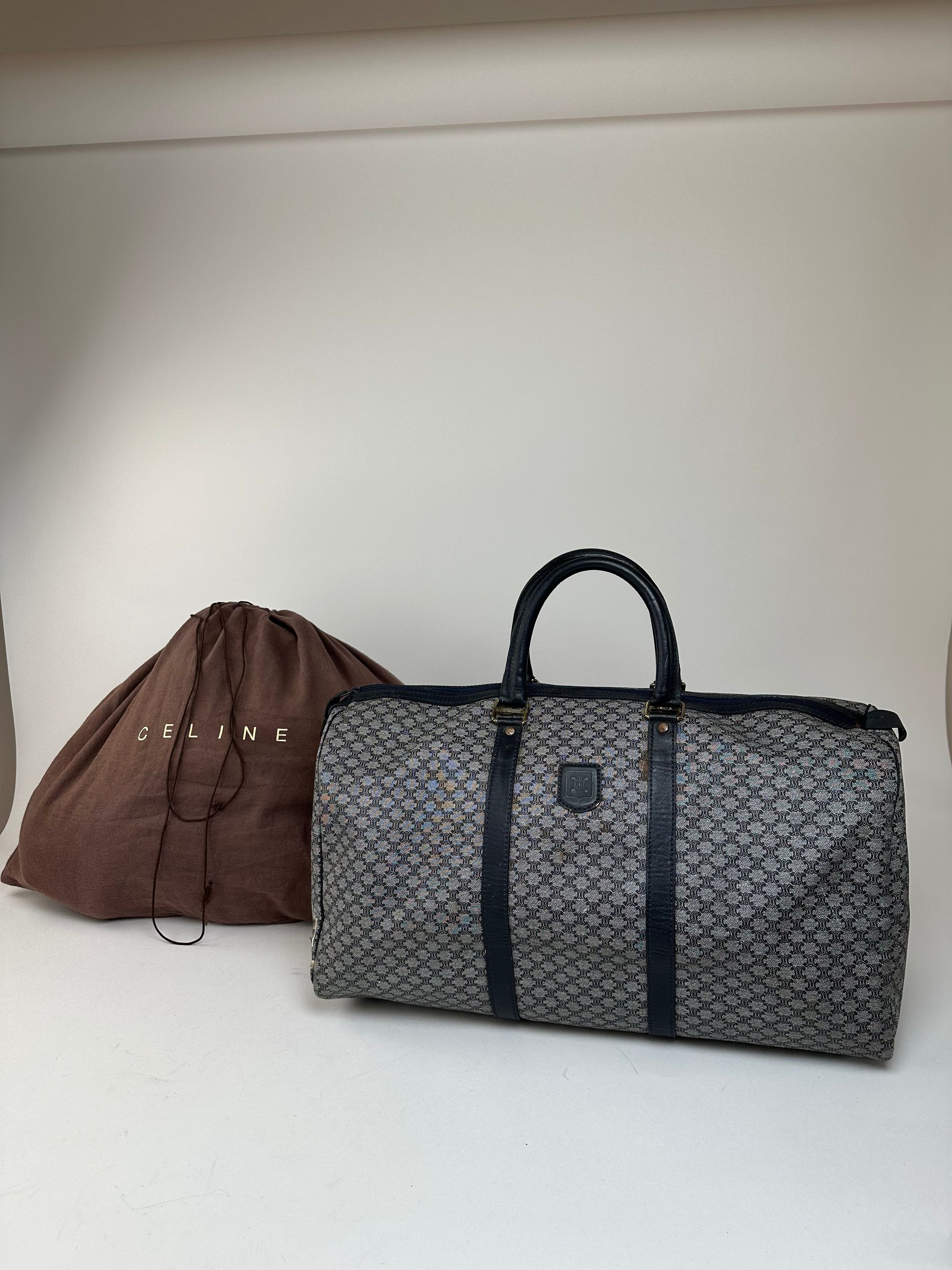 Celine Vintage Paris Triomphe Monogram Duffel Bag Grey Navy Black Size ONE SIZE - 1 Thumbnail